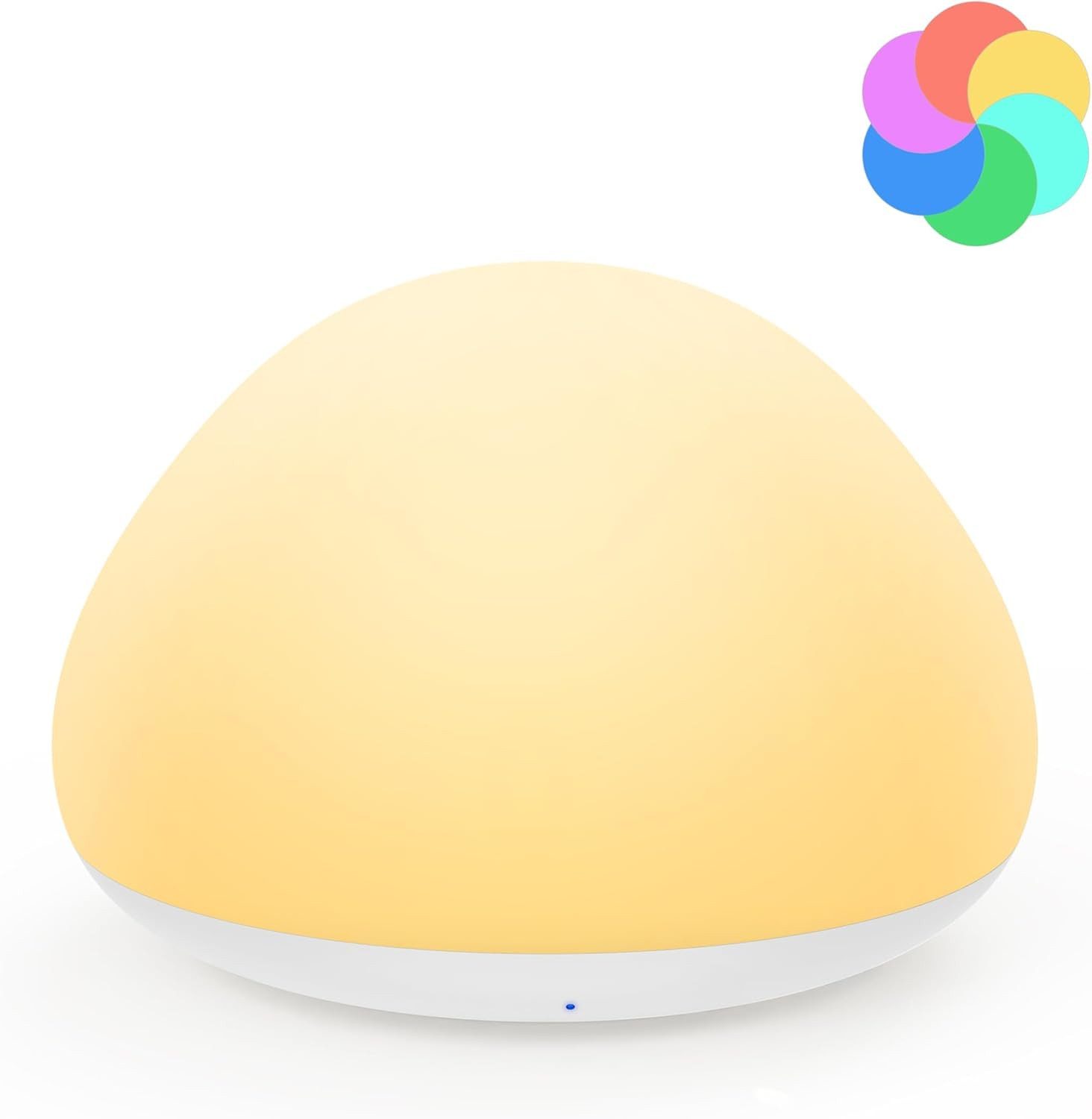 Jolywell LED Nachtlicht JW-CL003, LED fest integriert, Dimmbar, RGB-Farbwechsel, Touch-Steuerung, USB-C wiederaufladbar