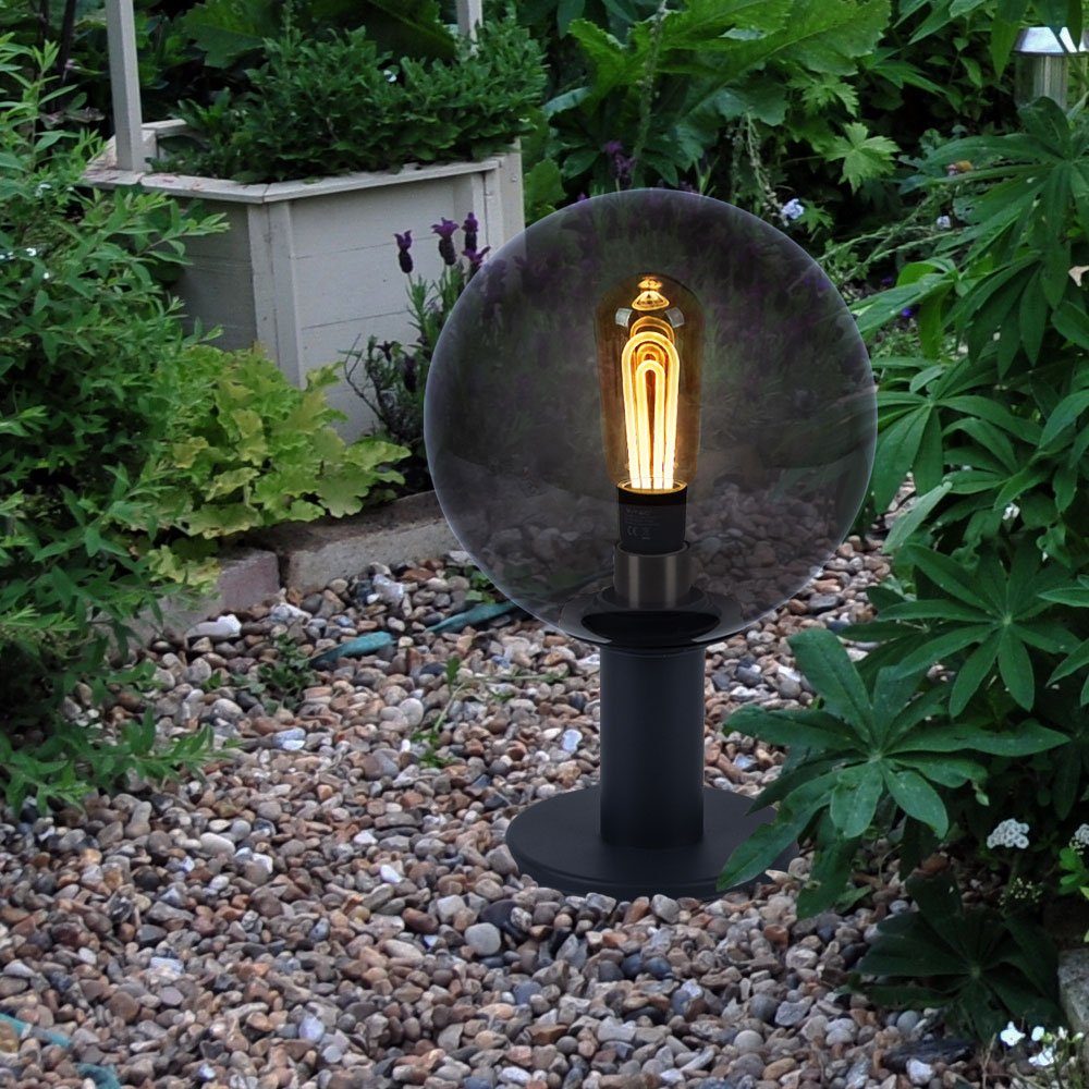 anthrazit Leuchtmittel Gartenlampe Sockelleuchte inklusive, nicht IP44 Sockelleuchten, Wegeleuchte rauchfarben Globo Außen