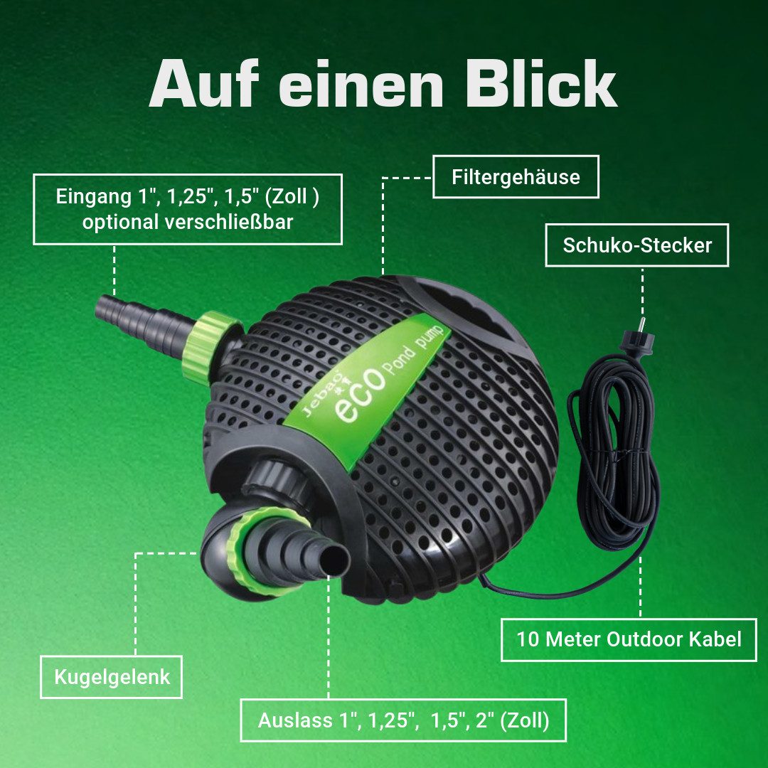 INTERGARDEN Teichpumpe Jebao 8.200L/H, 10m Kabel, 420cm Förderhöhe, 95W, Motorschutz – Bild 5 von 5