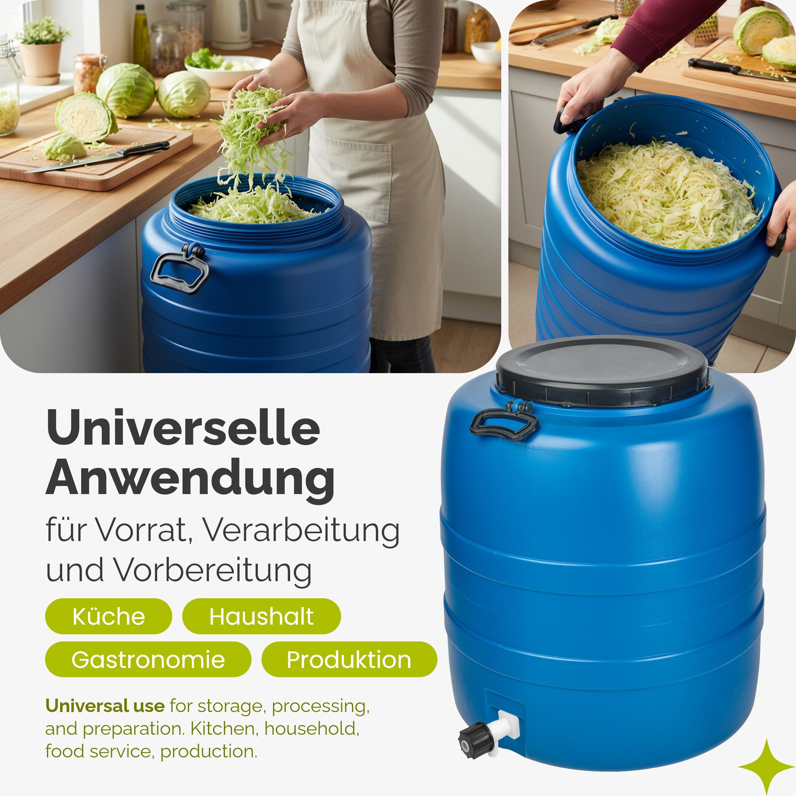 Garronda Regentonne 20 L Weithalsfass aus HDPE Kunststofffass und Wasserbehälter GD-0186, 20 l, (1-tlg., ohne Hahn) – Bild 5 von 5