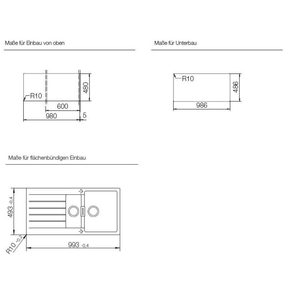 Schock U, Granitspüle Silverstone Signus SIL D-150 100/50 Unterbauspüle cm Cristadur Schock