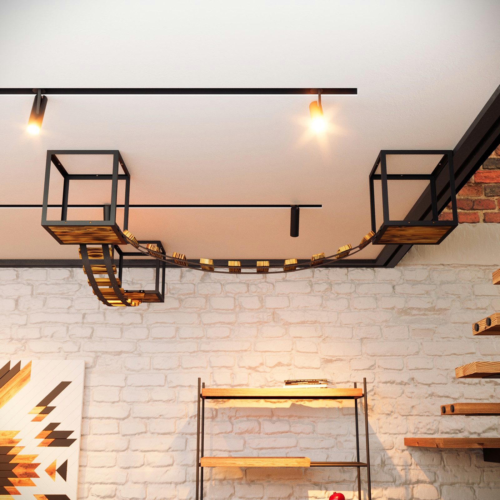 QLS Katzen-Kletterwand LOFT Deckenmontage, Set Aus günstig online kaufen