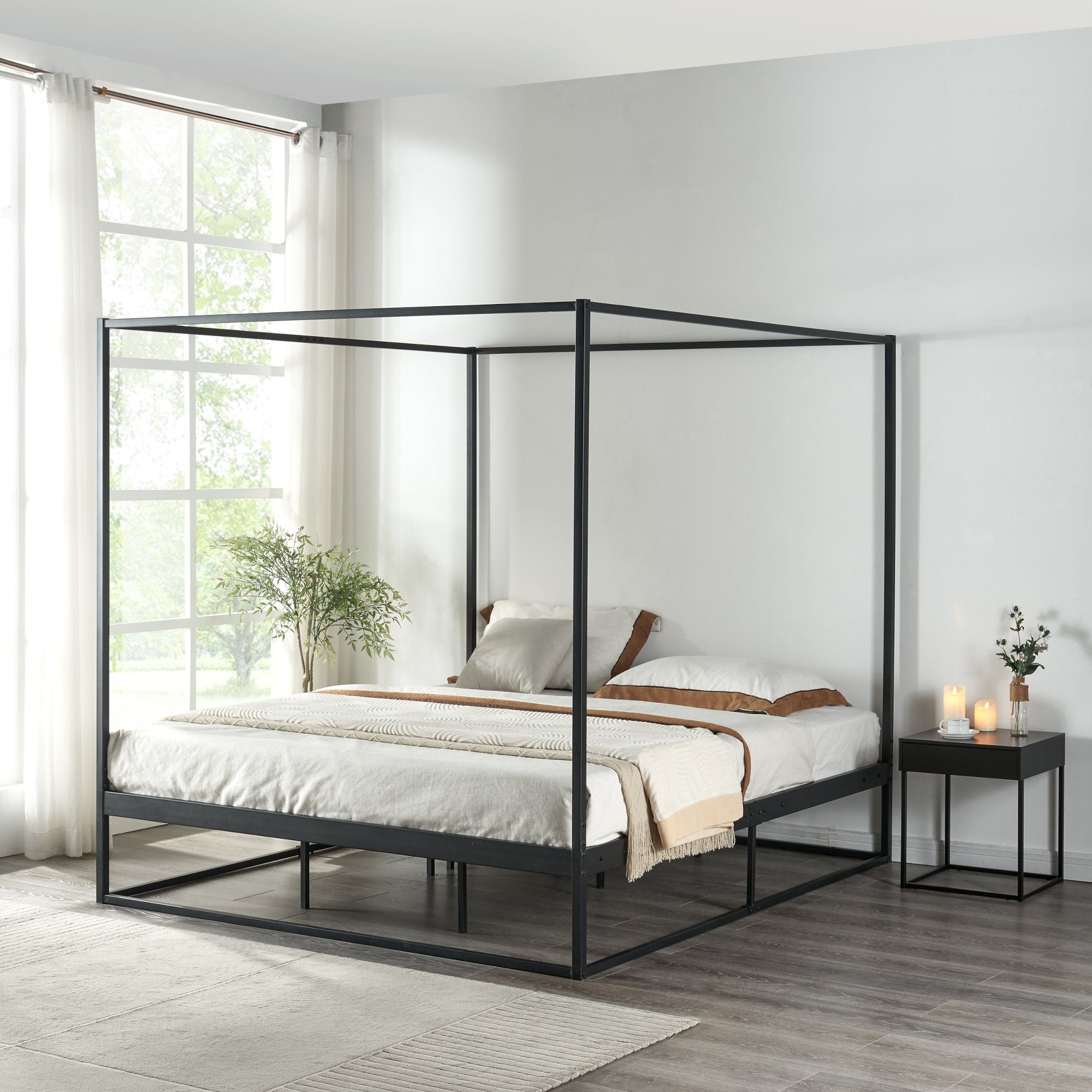 en.casa Himmelbett, »Kristianstad« mit Lattenrost Metall günstig online kaufen
