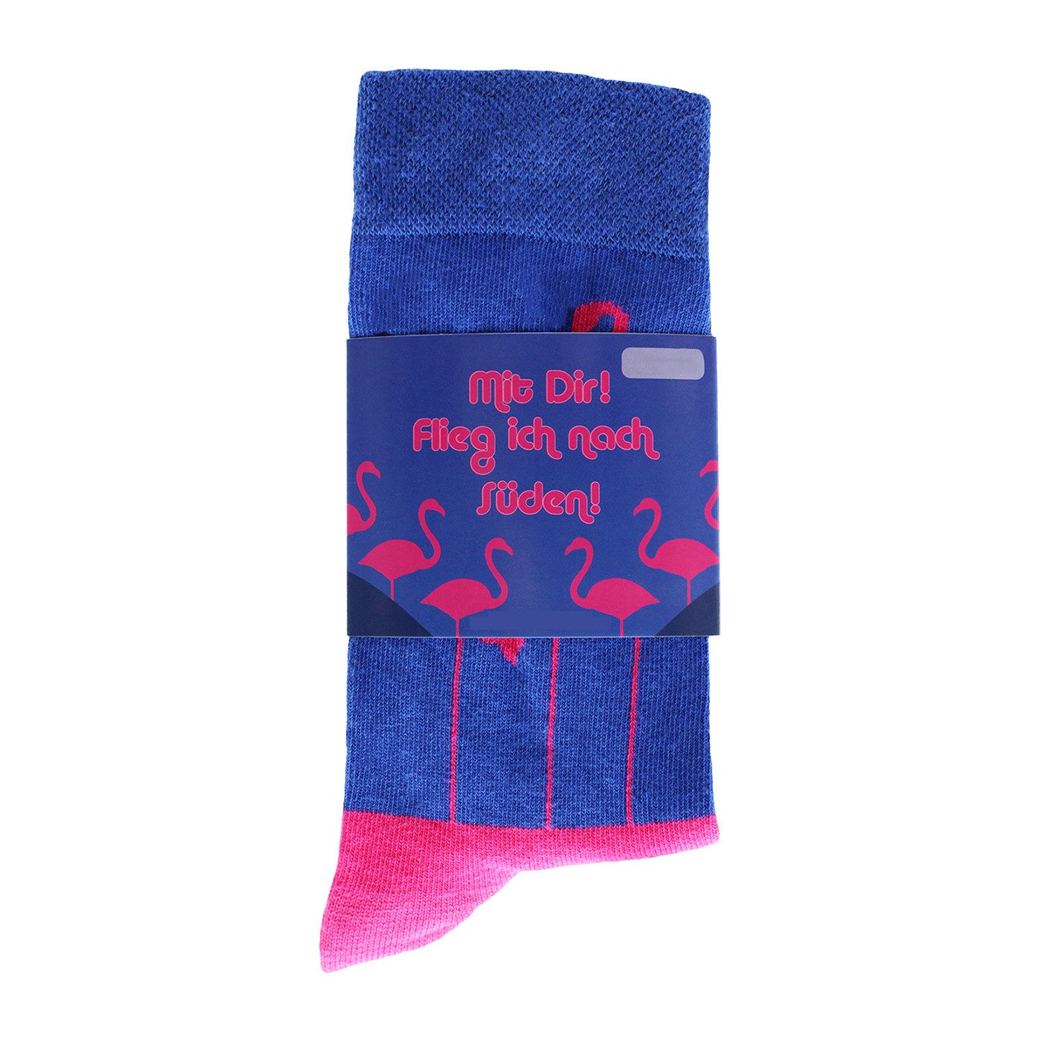 Chili Lifestyle Freizeitsocken FLAMINGO Lustige Socken mit Spruch Banderole als Geschenksocken (Paar, 1-Paar, Mit Spruchbanderole) Weichbund ohne Gummidruck