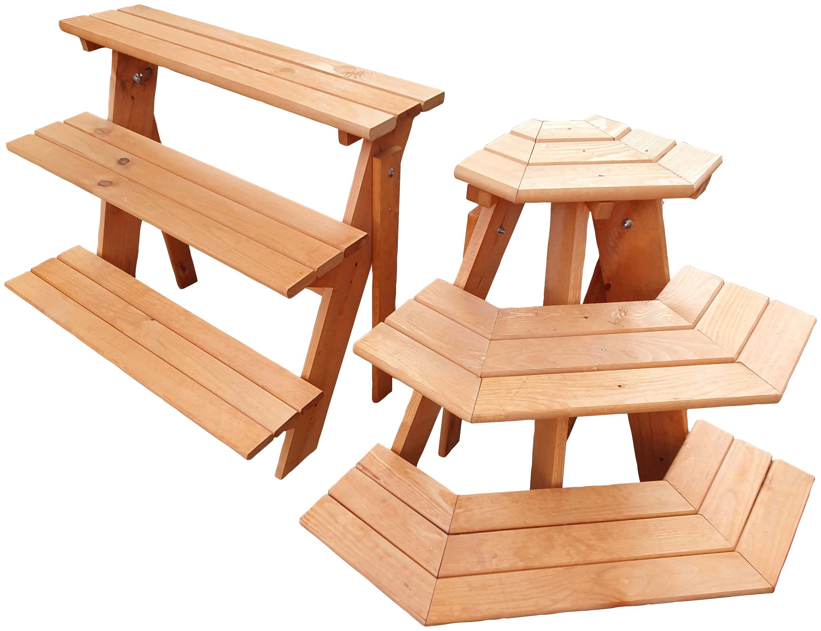 promadino Blumenständer Blummentreppe, mit Eckelement, BxTxH: 137x59x62 cm