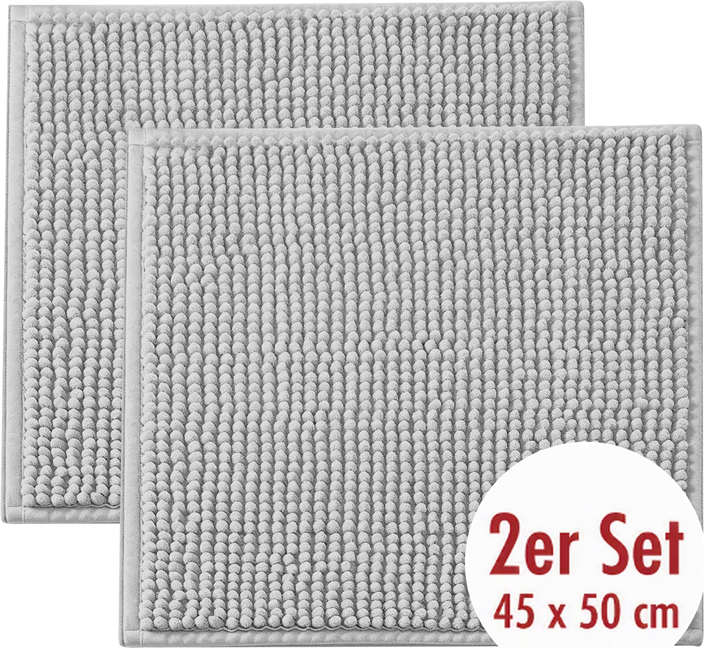 OTTO home Badematte Vanessa Chenille, Standard & Premium, 15cm oder 20cm, auch als 2er Set, rutschhemmend beschichtet, schnell trocknend, strapazierfähig, fußbodenheizungsgeeignet, Polyester, rechteckig, 2-tlg. 45 cm x 50 cm, Uni Farben, besonders weich,
