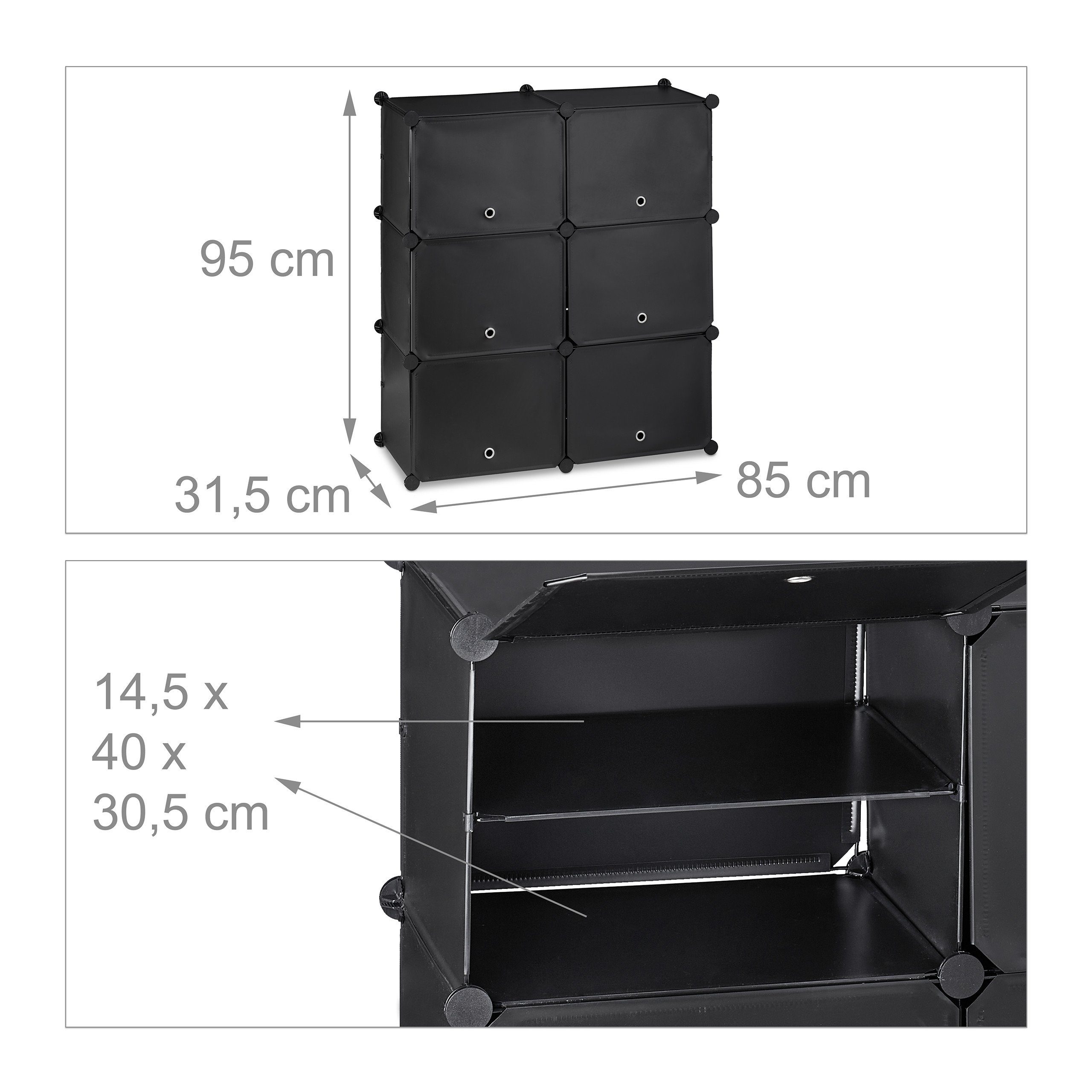 relaxdays Schuhregal Schwarzer Schuhschrank mit 12 Fächern