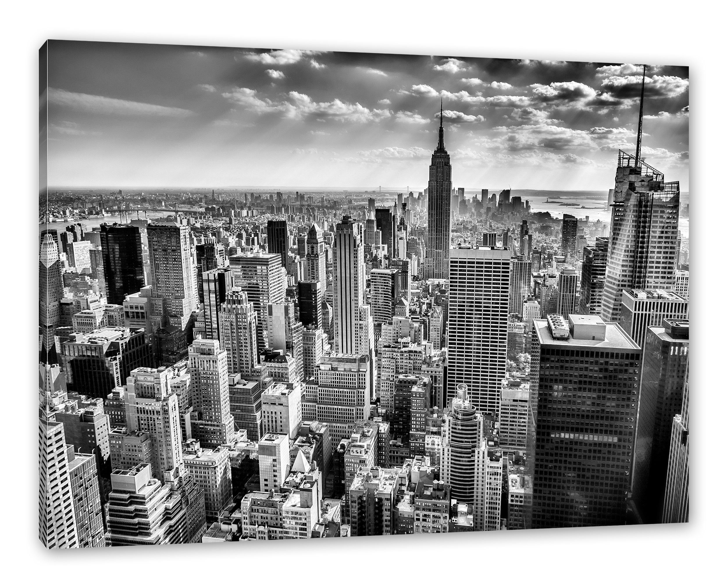 Pixxprint Leinwandbild New York bei Zackenaufhänger fertig New York Tag (1 bespannt, inkl. St), Tag, bei Leinwandbild