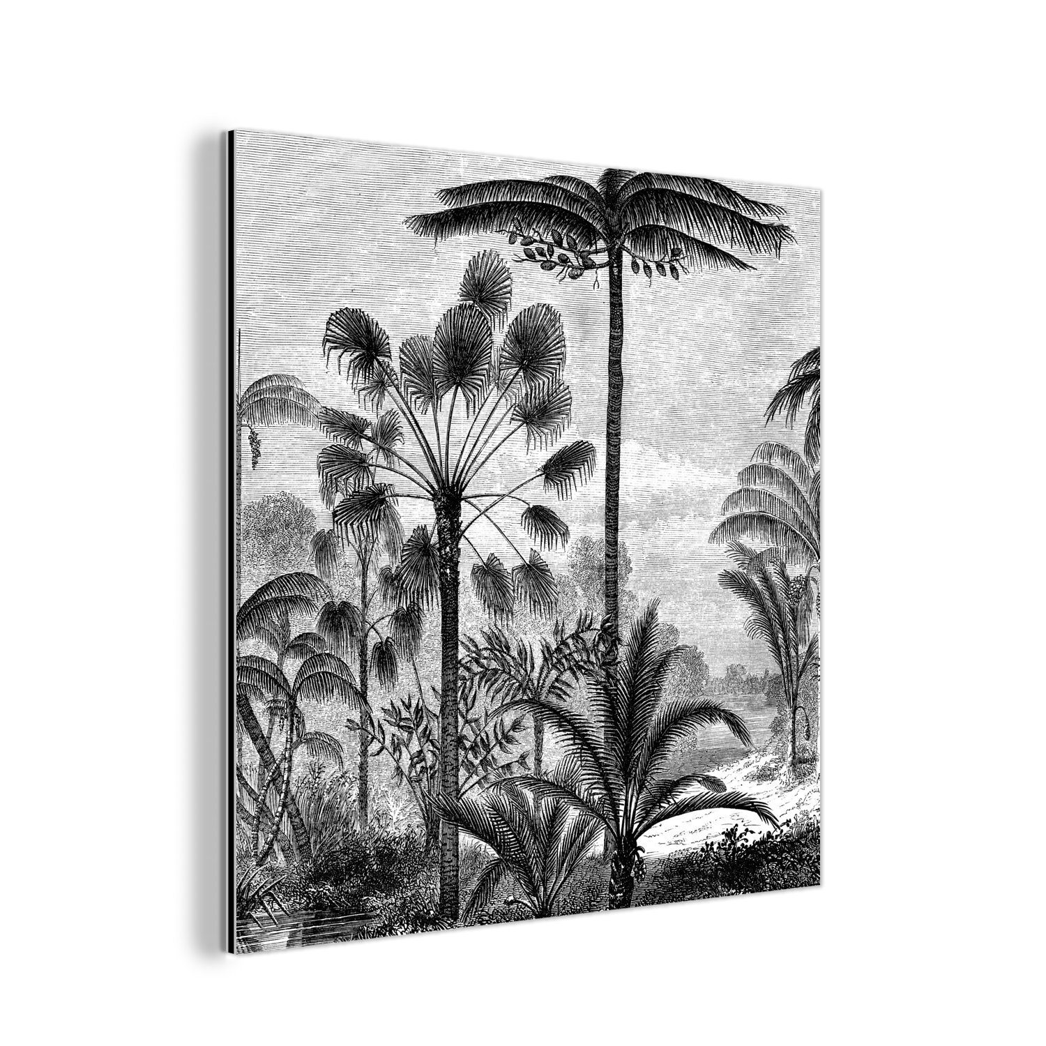 MuchoWow Metallbild Design - Bäume - Natur - Pflanzen - Botanisch, (1 St), Alu-Dibond-Druck, Gemälde aus Metall, Aluminium deko