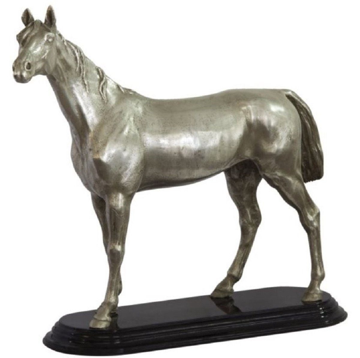 Dekofigur Schwarz Dekofigur Versilberte Bronze Silber Padrino x - Skulptur Casa / cm 13 36 32 H. Luxus Pferd x