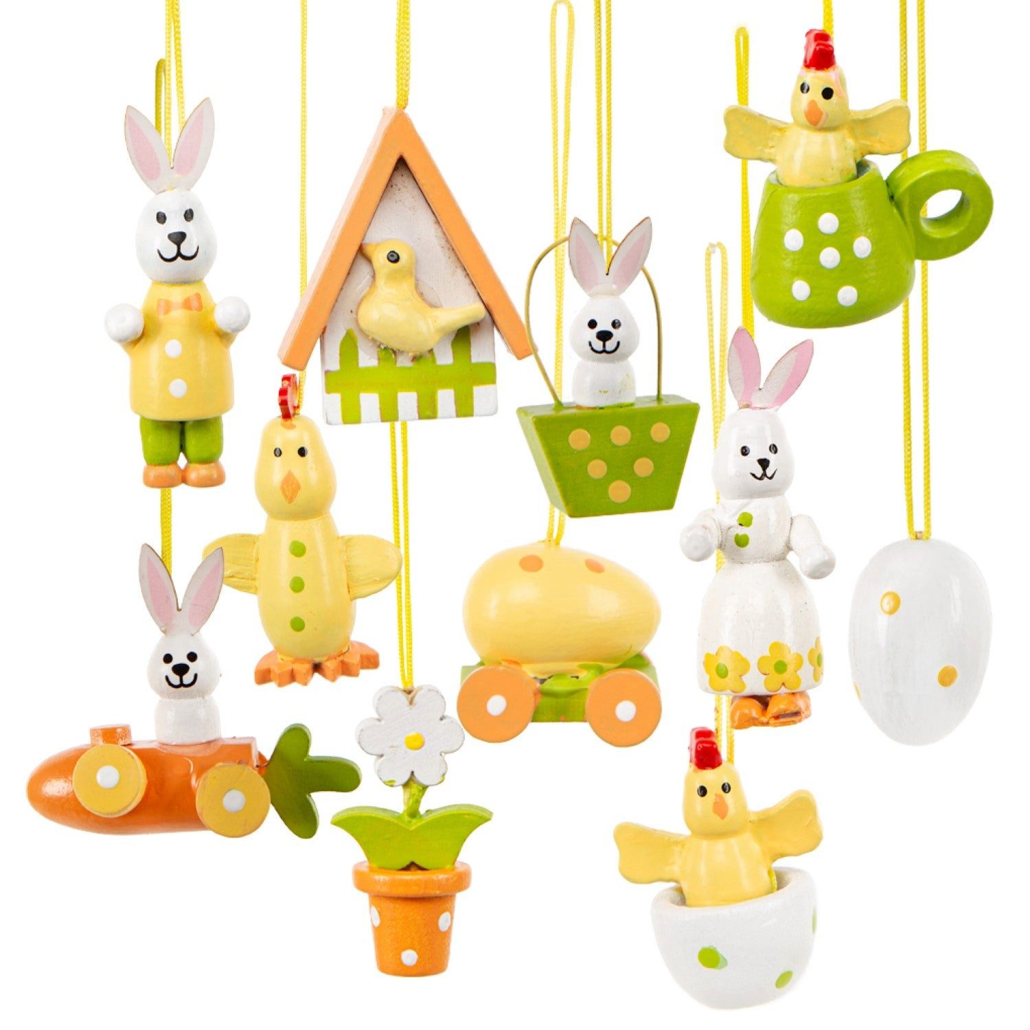 Logbuch-Verlag Dekofigur Holz Osterdeko zum Aufhängen Set 11-teilig Bunte Osteranhänger