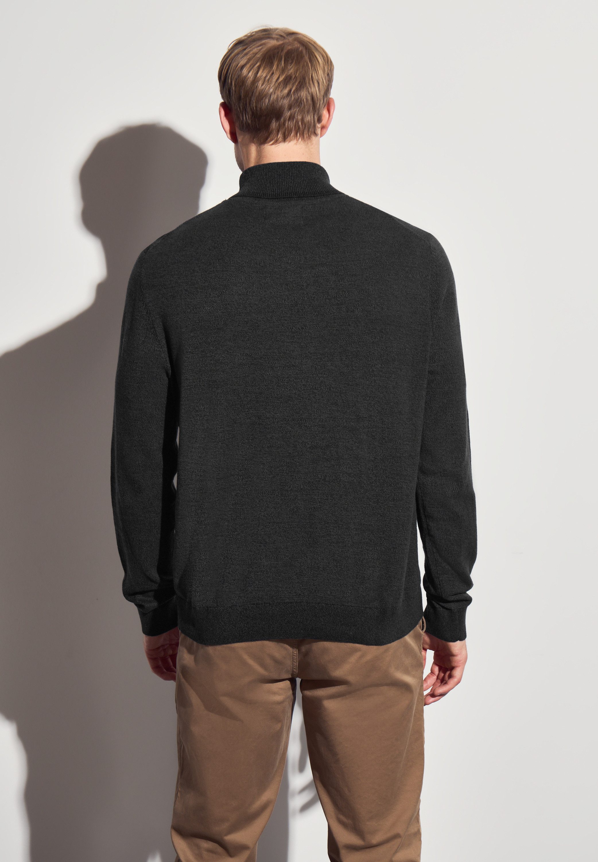 STREET ONE MEN Rollkragenpullover aus reiner Baumwolle günstig online kaufen