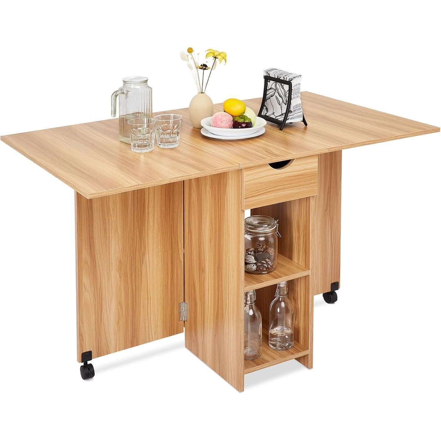 LuxusKollektion Klapptisch Klapptisch Esstisch Schublade Ablagen Roteiche 72 x 120 x 75 cm (1-St)