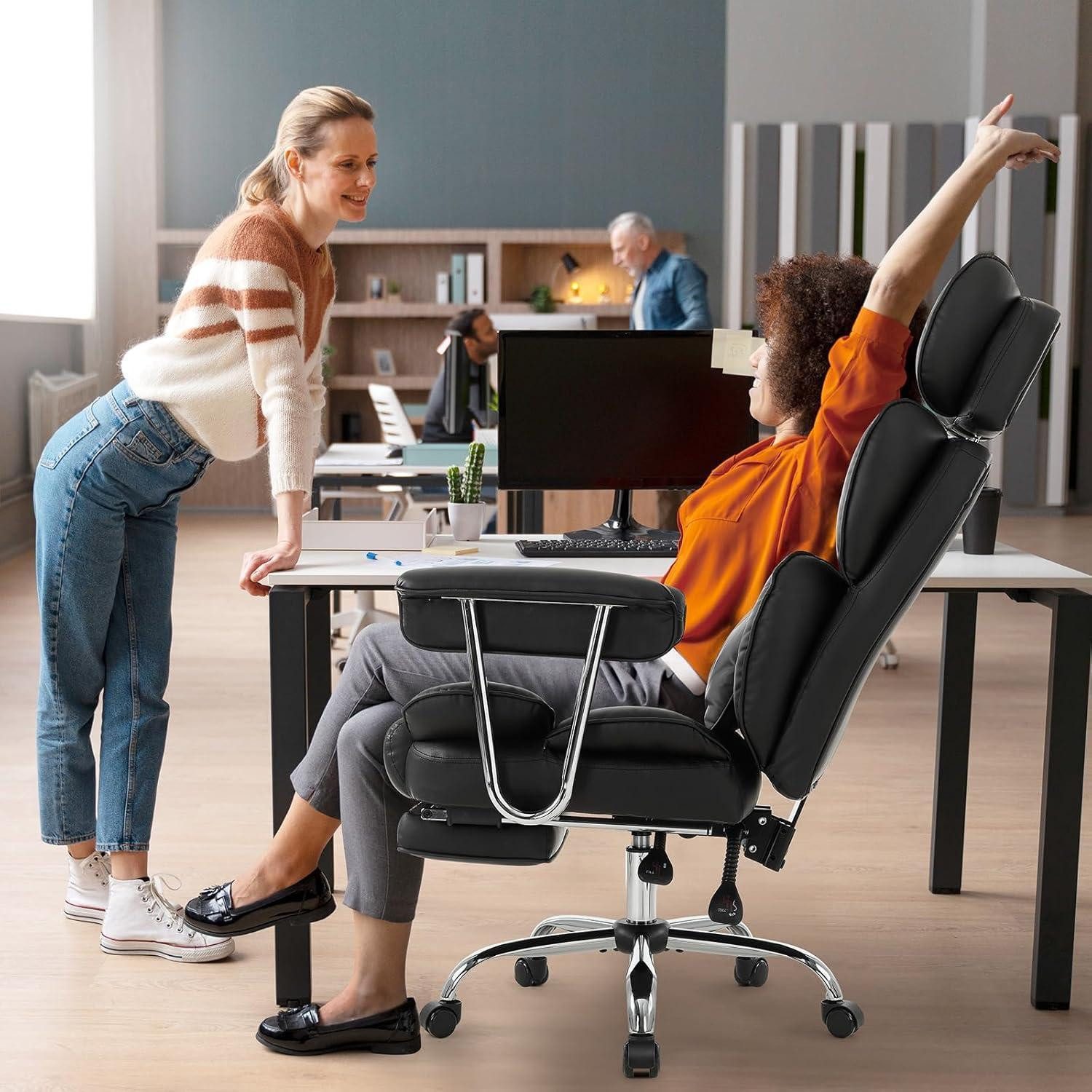 LuxusKollektion Chefsessel Ergonomischer Bürostuhl mit Fußstütze und Lenden günstig online kaufen
