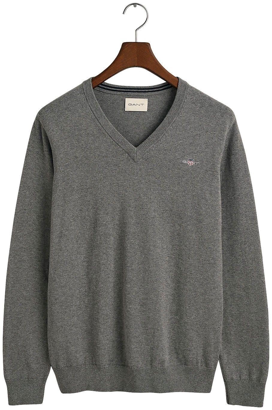 Gant V-Ausschnitt-Pullover Classic Cotton V-Neck Premium Strickjersey aus weicher 100% Baumwolle, Übergangspullover. Reduzierter Preis € 93,99. Unverbindliche Preisempfehlung € 109,95