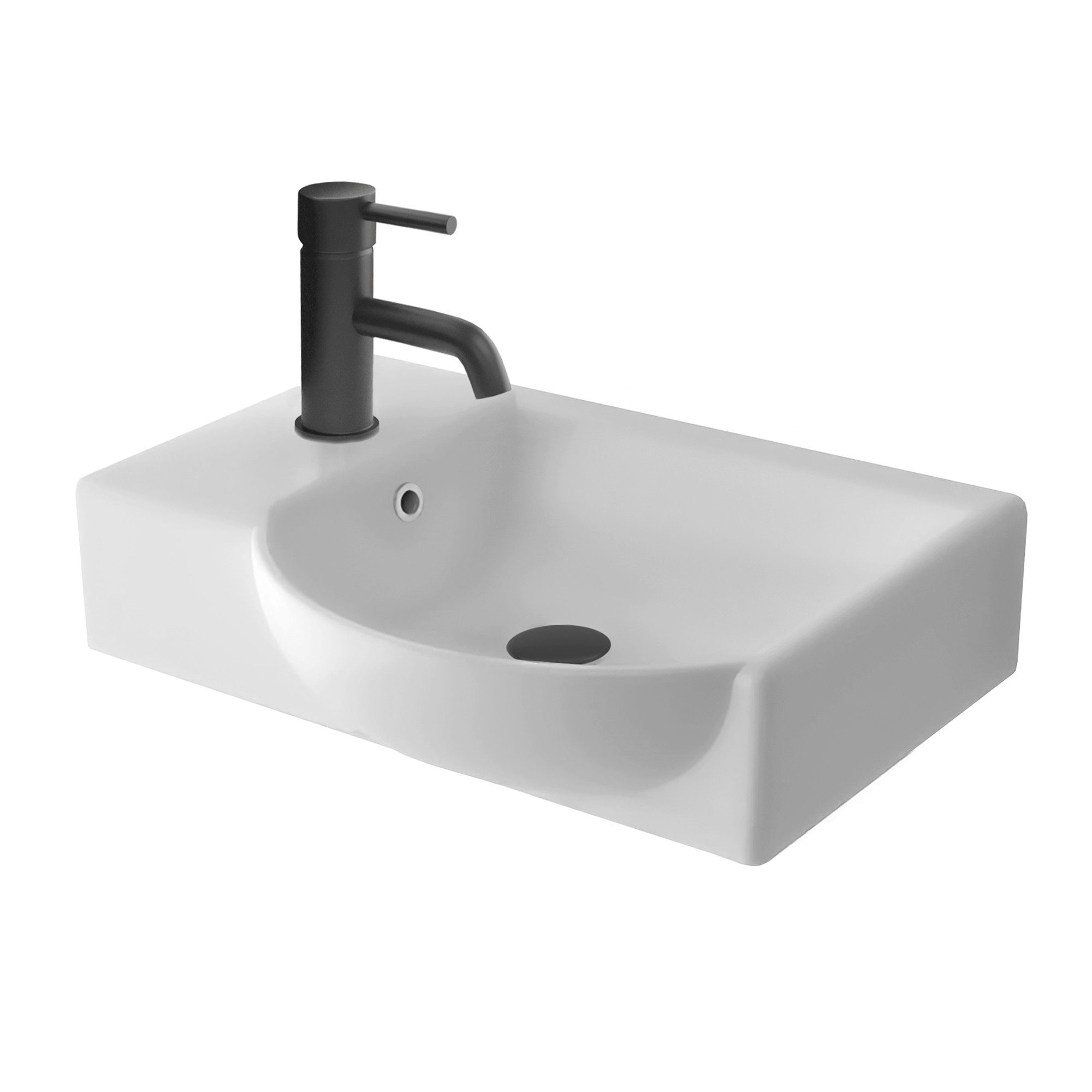Alpenberger Раковины 45 cm Breit - Hängewaschbecken mit Überlauf aus Keramik (Handwaschbecken für Badezimmer & Gästebad, 1-St., 1-tlg. Waschtisch), Wash Basin pflegeleicht, Kleines Gäste WC Lavabo & Bad Spülbecken
