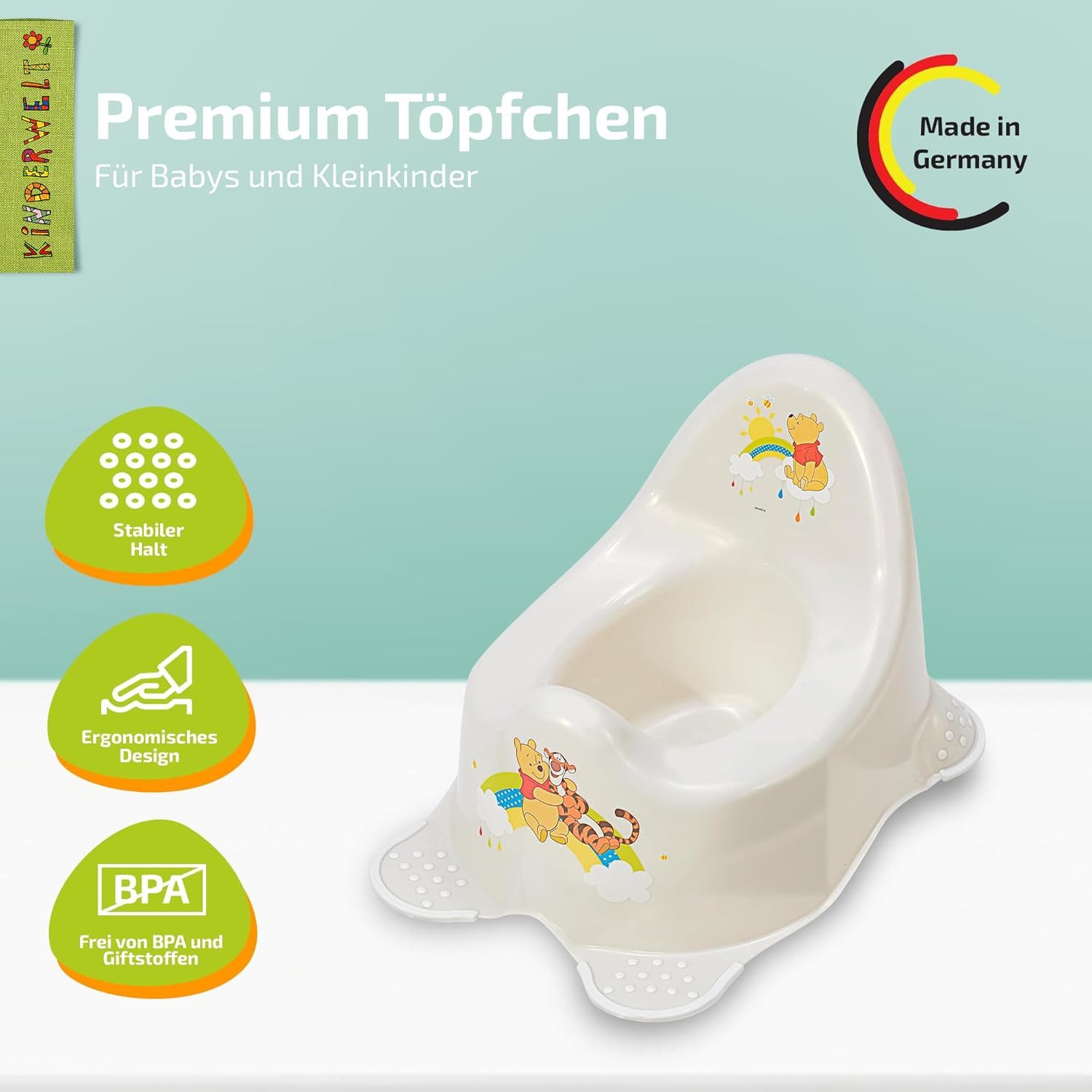 KIDS' WORLD Winnie the Pooh Potty, Sturdy Baby Potty with Anti-Slip Function