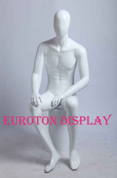 Eurotondisplay Schneiderpuppe Schaufensterpuppe sitzend weiß oder schwarz glänzend Mann Frau Egghead