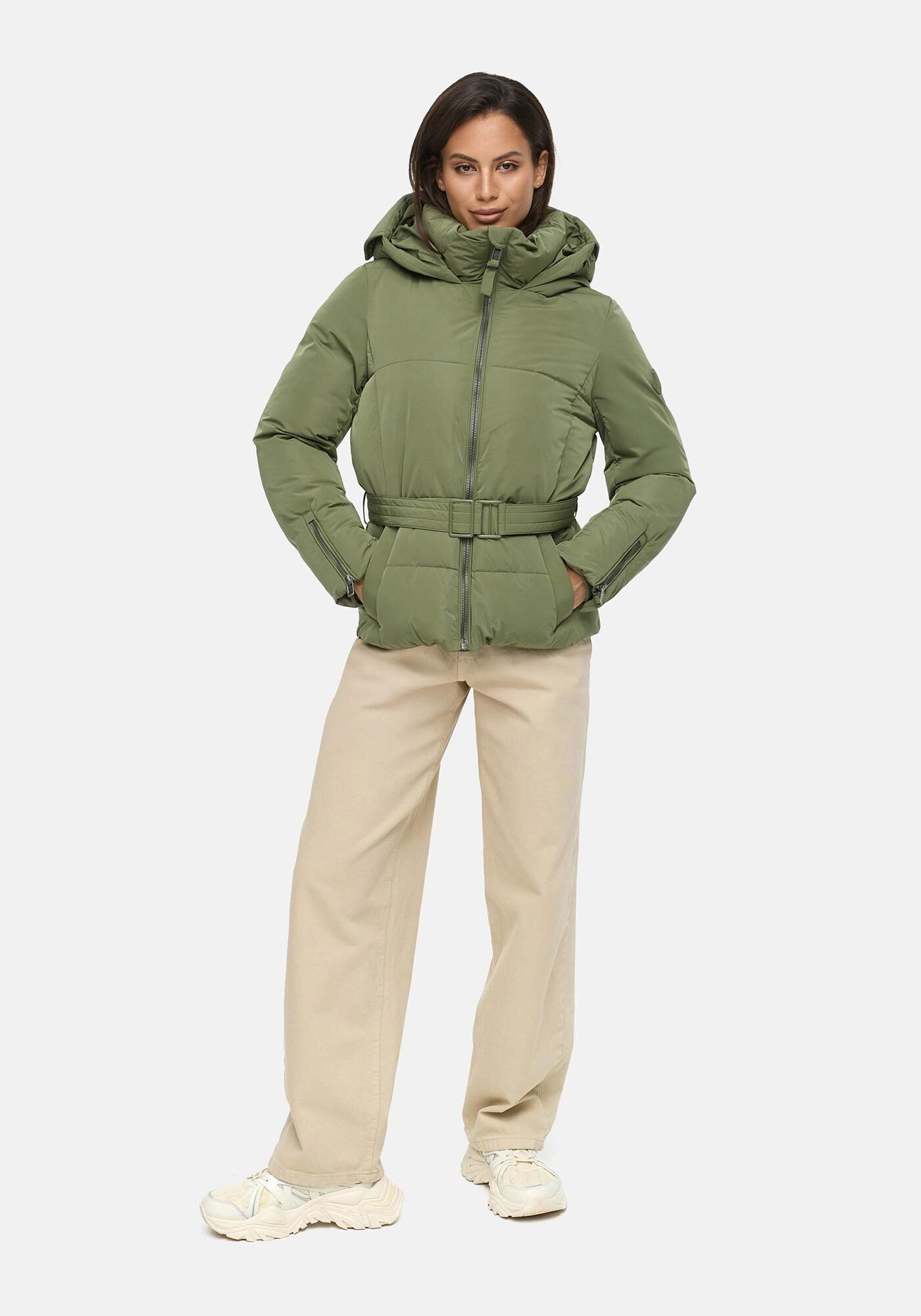 Marikoo Winterjacke Aleynaa mit extra hohem Kragen und elastischem Taillengürtel