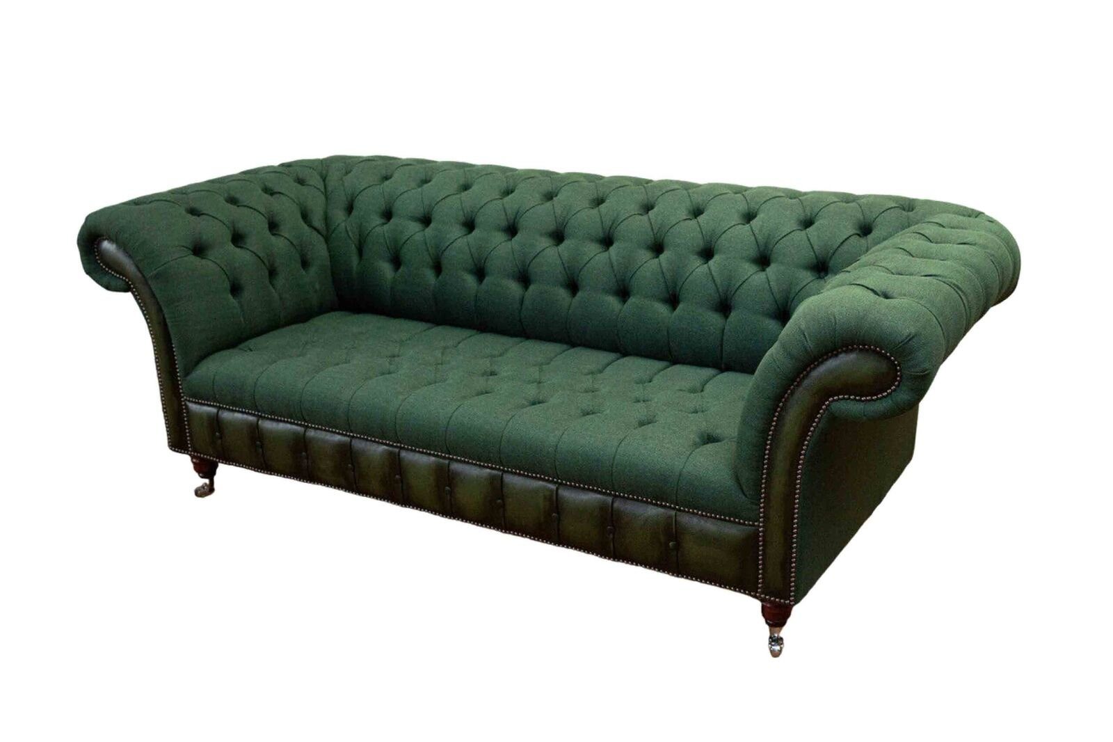 JVmoebel Sofa Grünes Chesterfield Sofa Polster Made 3 Stoff Sitzer Couch Couchen, Europe Leder in