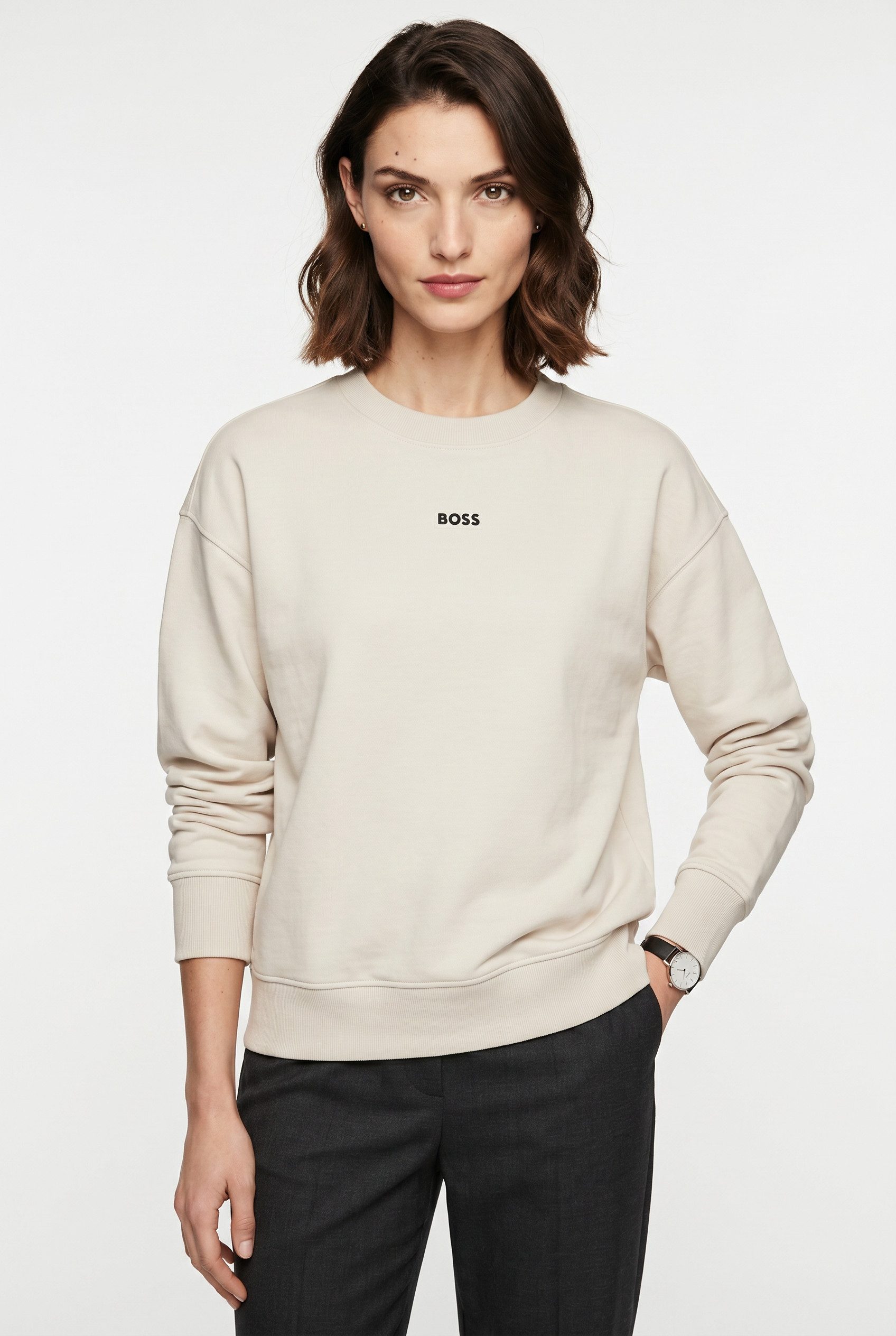 BOSS ORANGE Sweatshirt Eteia Premium Damenmode oversized, Rundhals, mit BOSS Logo