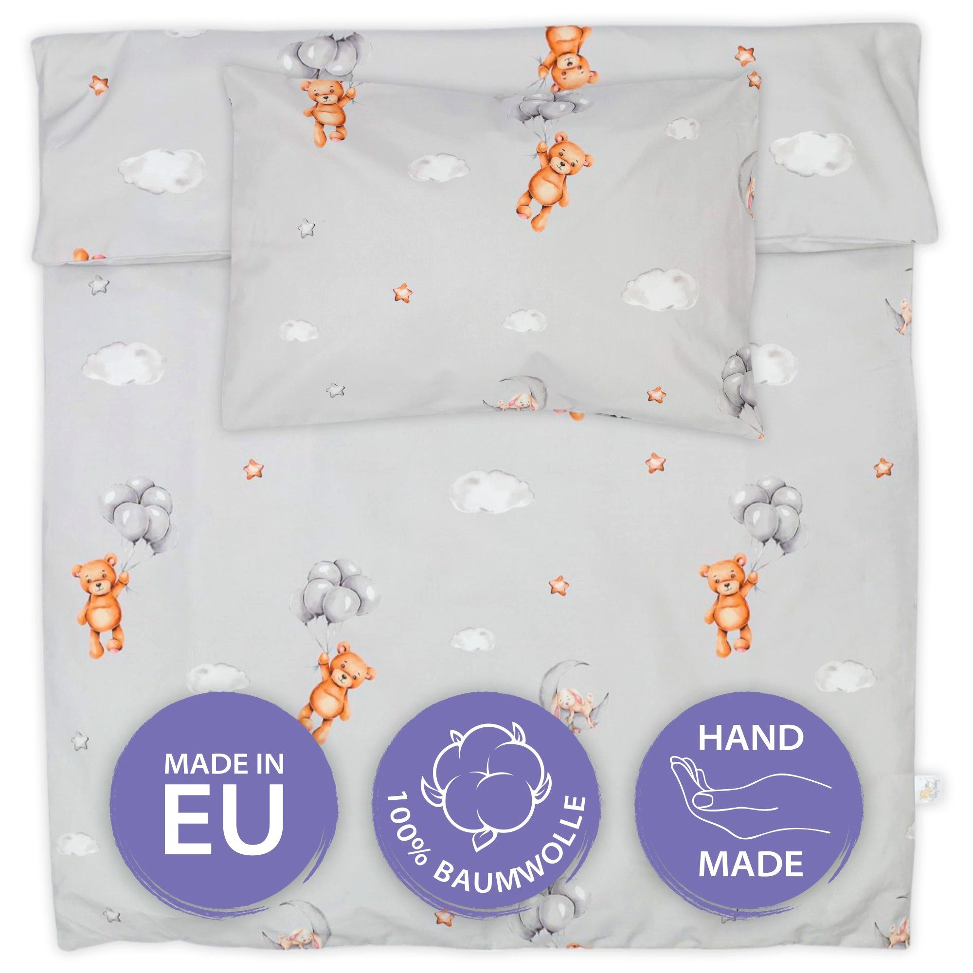 Babybettwäsche Bettwäsche 90x120 cm Baumwolle Kinderbettwäsche Teddybären