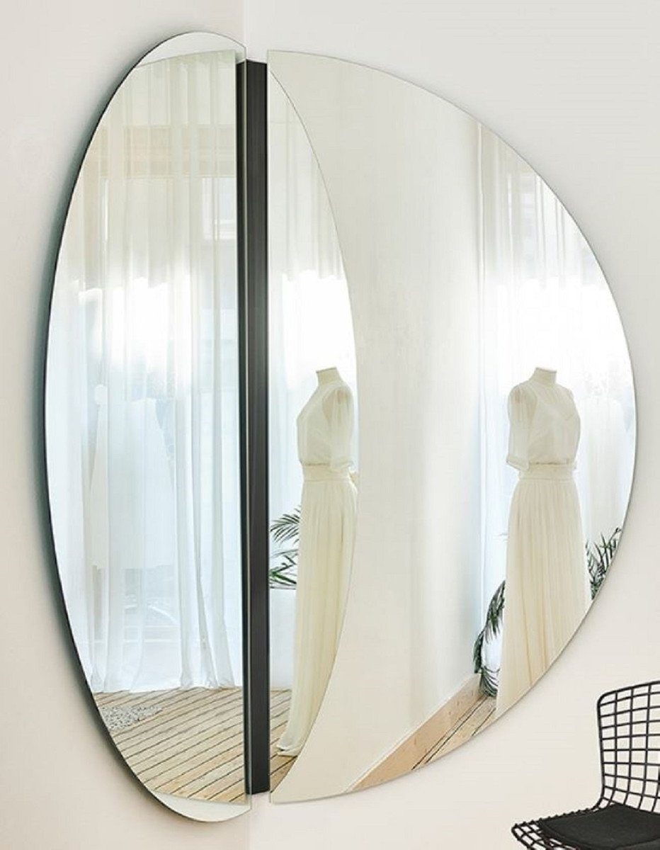 Casa Padrino Spiegel Luxus Eckspiegel Schwarz 150 x 3,5 x H. 150 cm - Eck Wandspiegel - Hotel Spiegel - Boutique Spiegel - Luxus Qualität