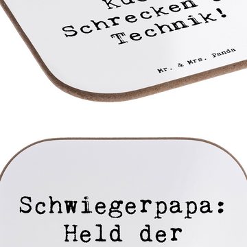 Mr. & Mrs. Panda Getränkeuntersetzer Schwiegerpapa Küchenheld - Weiß - Geschenk, Oma, Mama, Untersetzer Gl, 1-tlg., Innovative Designs