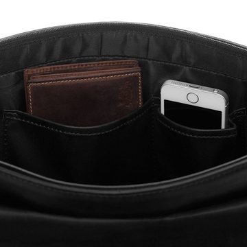 SID & VAIN Messenger Bag Leder Umhängetasche Unisex SPENCER, Laptoptasche 15 Zoll Echtleder, Businesstasche Damen Herren schwarz