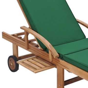 vidaXL Wellnessliege Sonnenliege mit Auflage Massivholz Teak Grün Gartenliege Holz