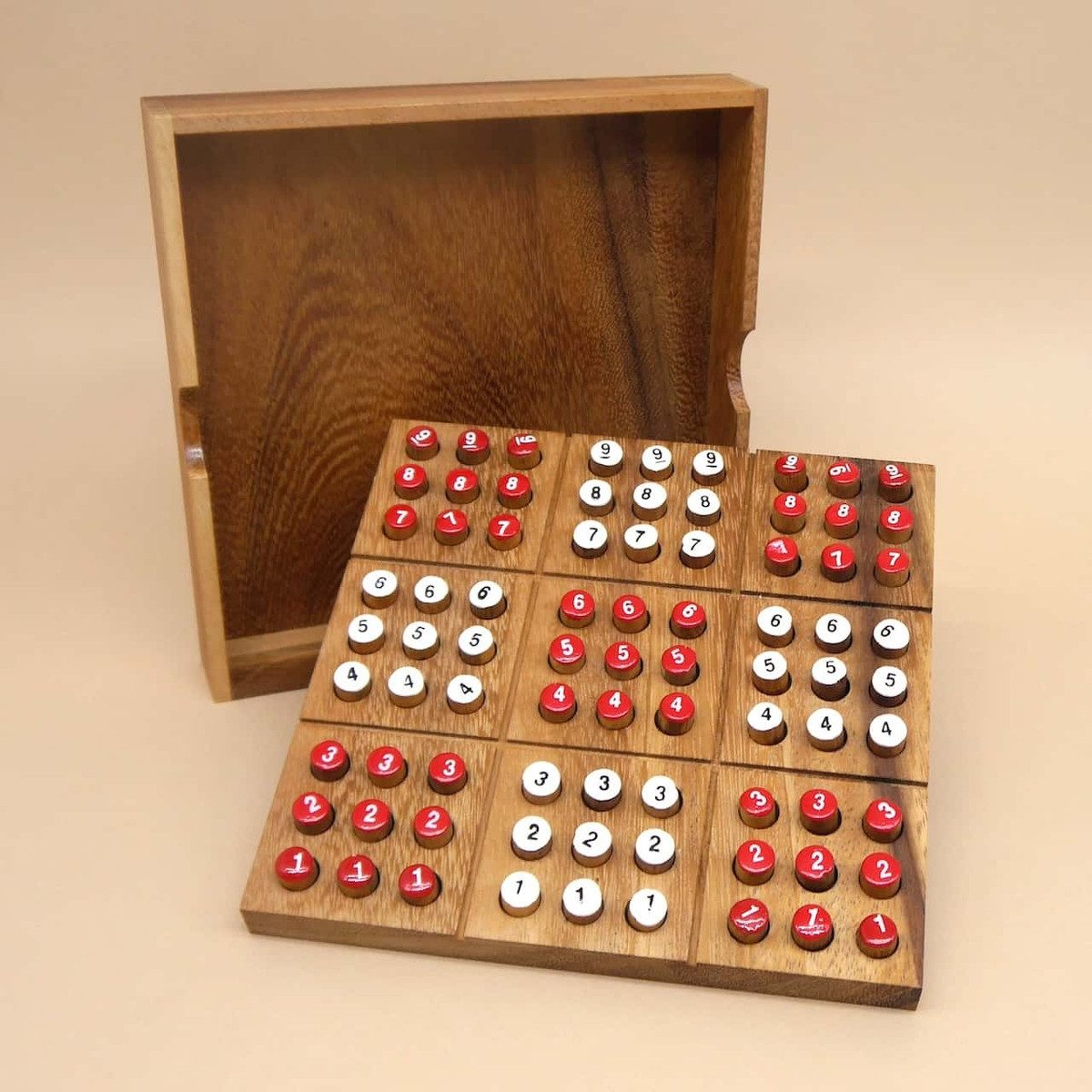 ROMBOL Denkspiele Spiel SUDOKU - Zahlenrätsel als Brettspiel, Steckspiel, Holzpuzzle