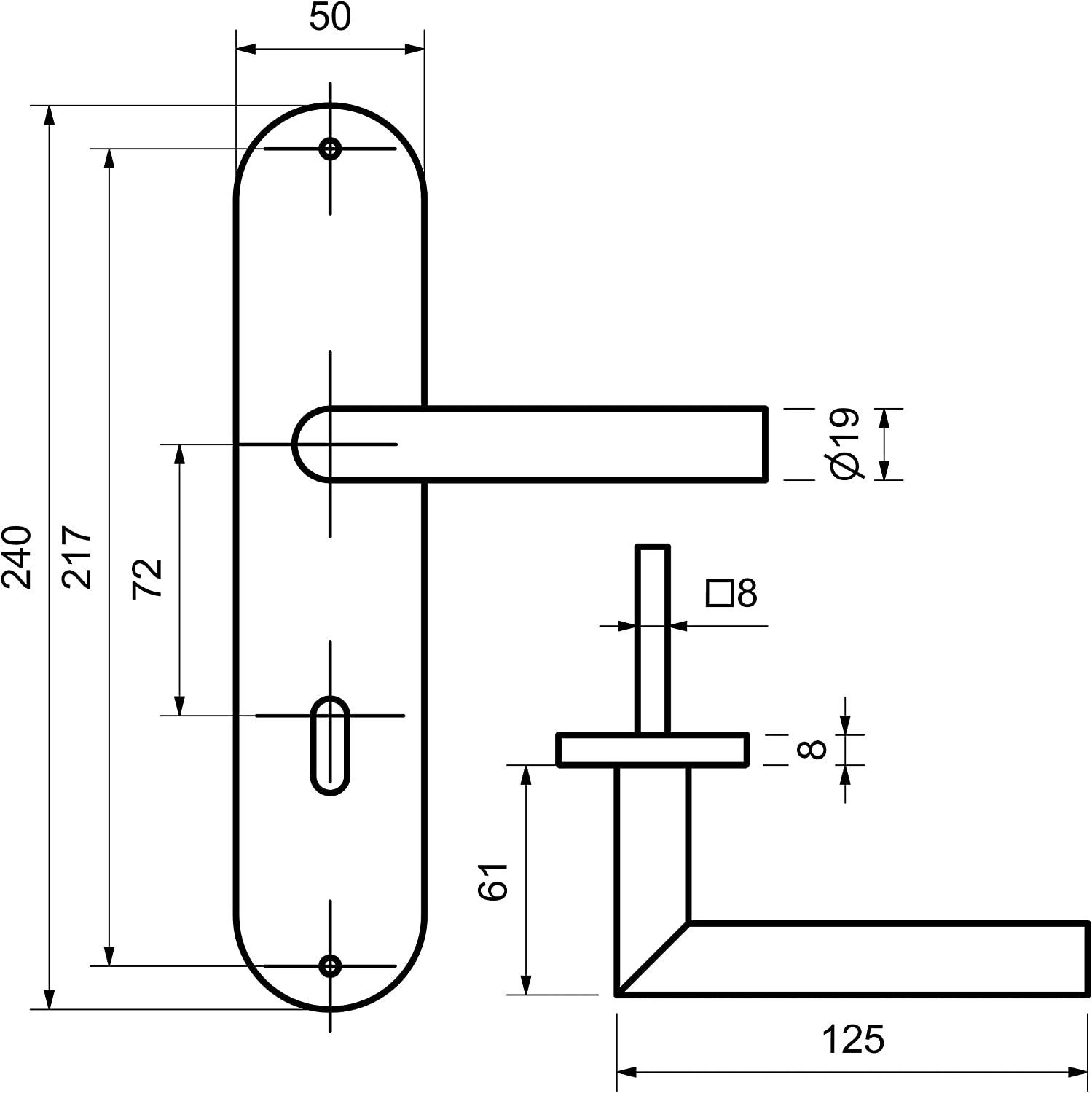 Alpertec Türbeschlag Türbeschlag 6er Set, sat. Edelstahl Bad/WC 5 x 1 edelstahl x und Zimmer- 6 für St), satiniert (Set