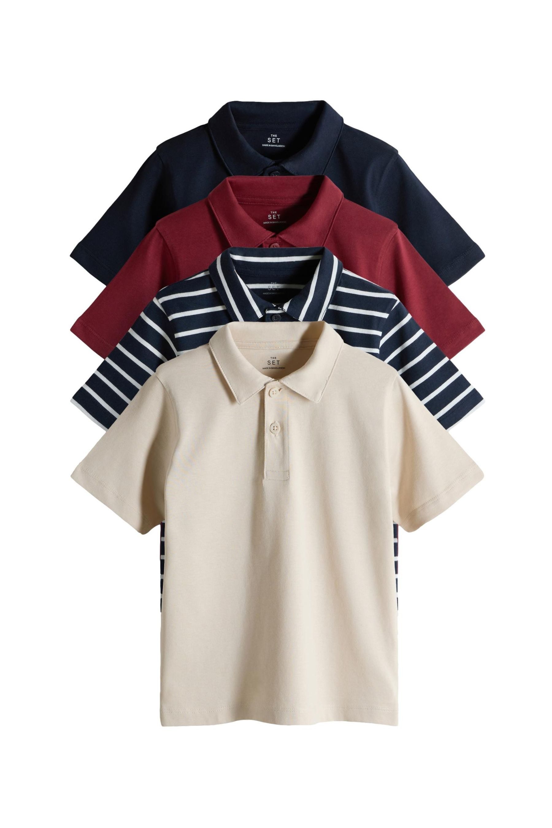 Poloshirt The Set Kurzarm-Poloshirts aus Jersey, 4er-Pack