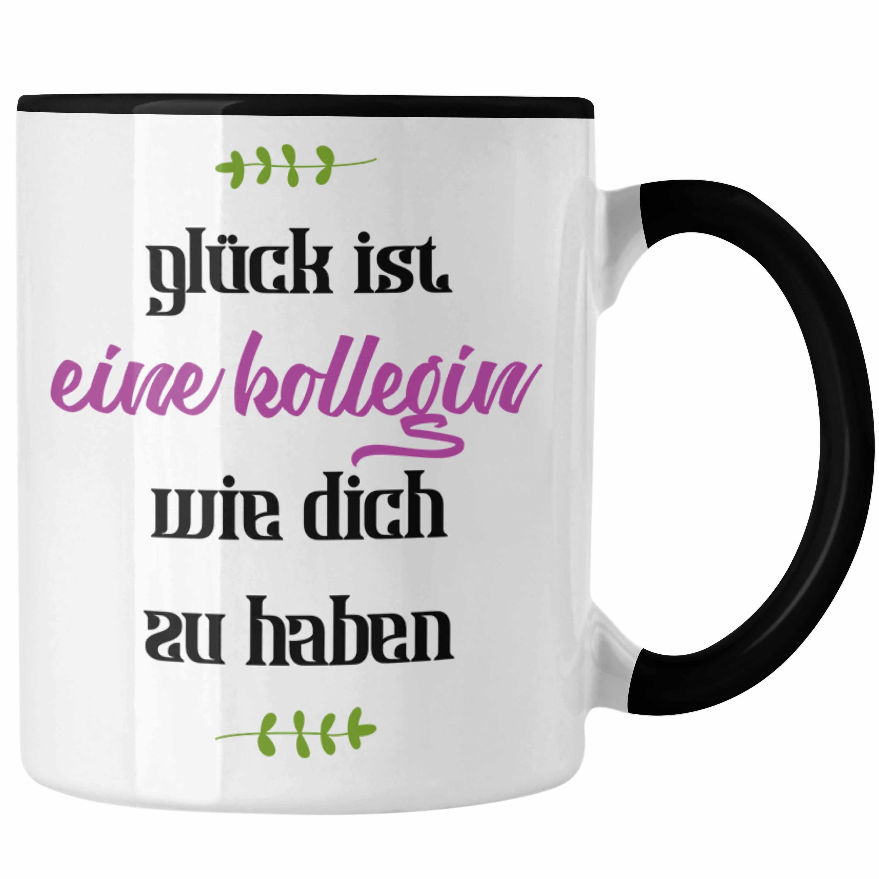 Trendation Tasse Trendation - Glück Ist Eine Kollegin Wie Dich Zu Haben Tasse Geschenk Beste Kollegin Der Welt Spruch Schwarz