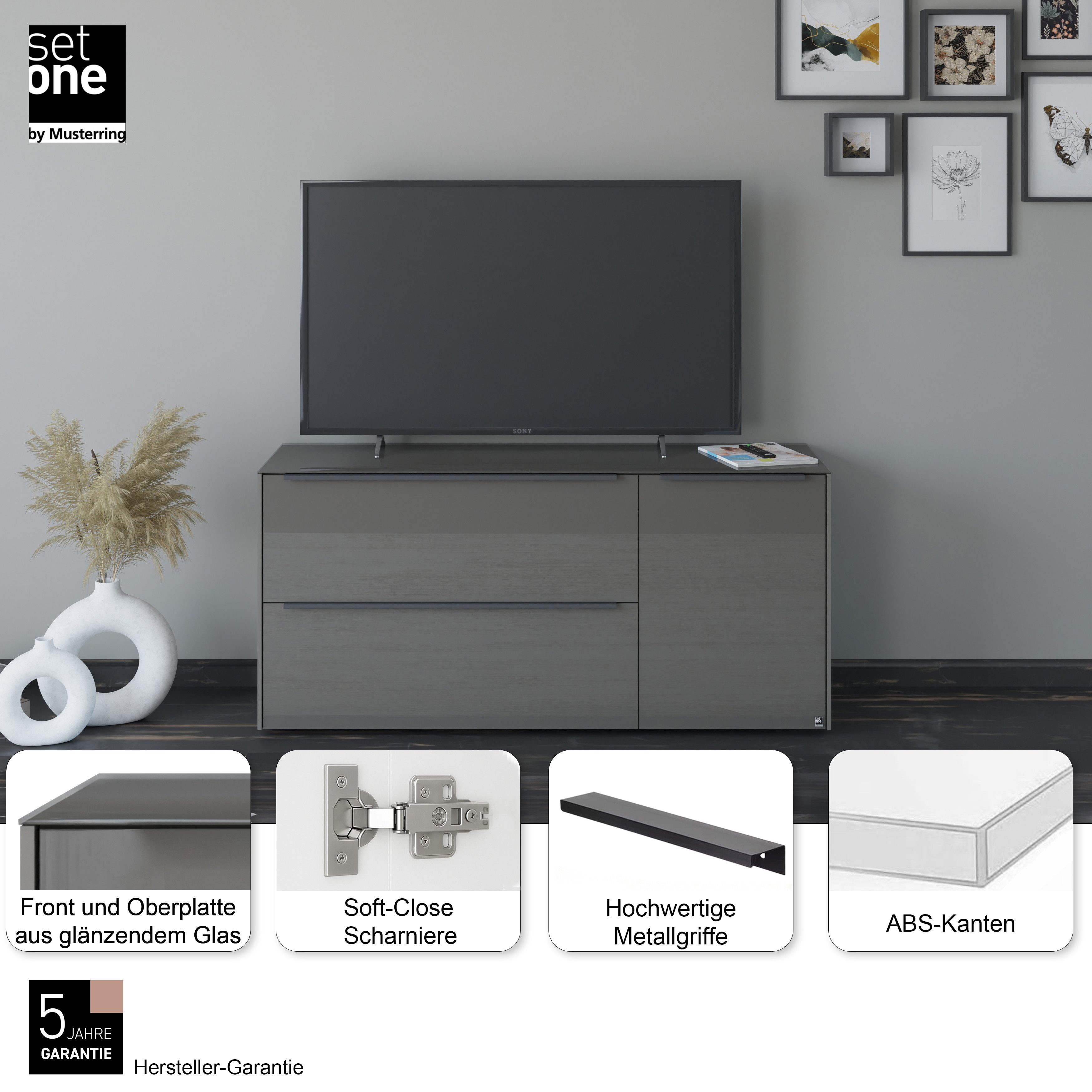 set one by Musterring Lowboard Reno (1 St), Mit Gleitern und in verschiedenen Farben erhältlich