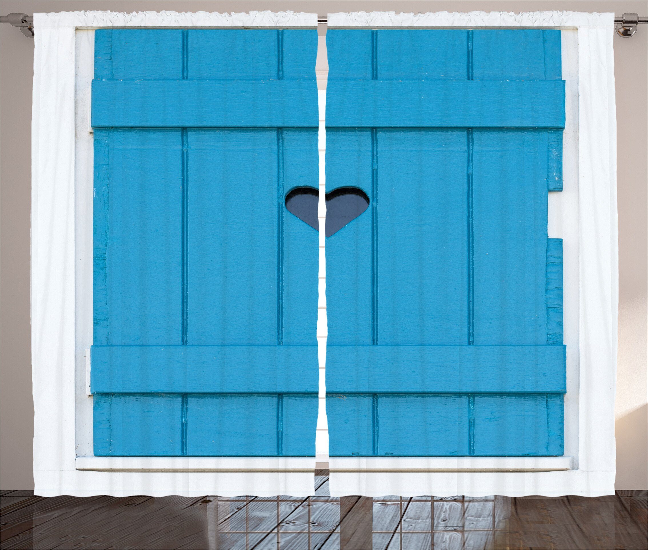 Gardine Schlafzimmer Kräuselband Vorhang mit Schlaufen und Haken, Abakuhaus, Jahrgang Bohemian italienisches Herz | Fertiggardinen