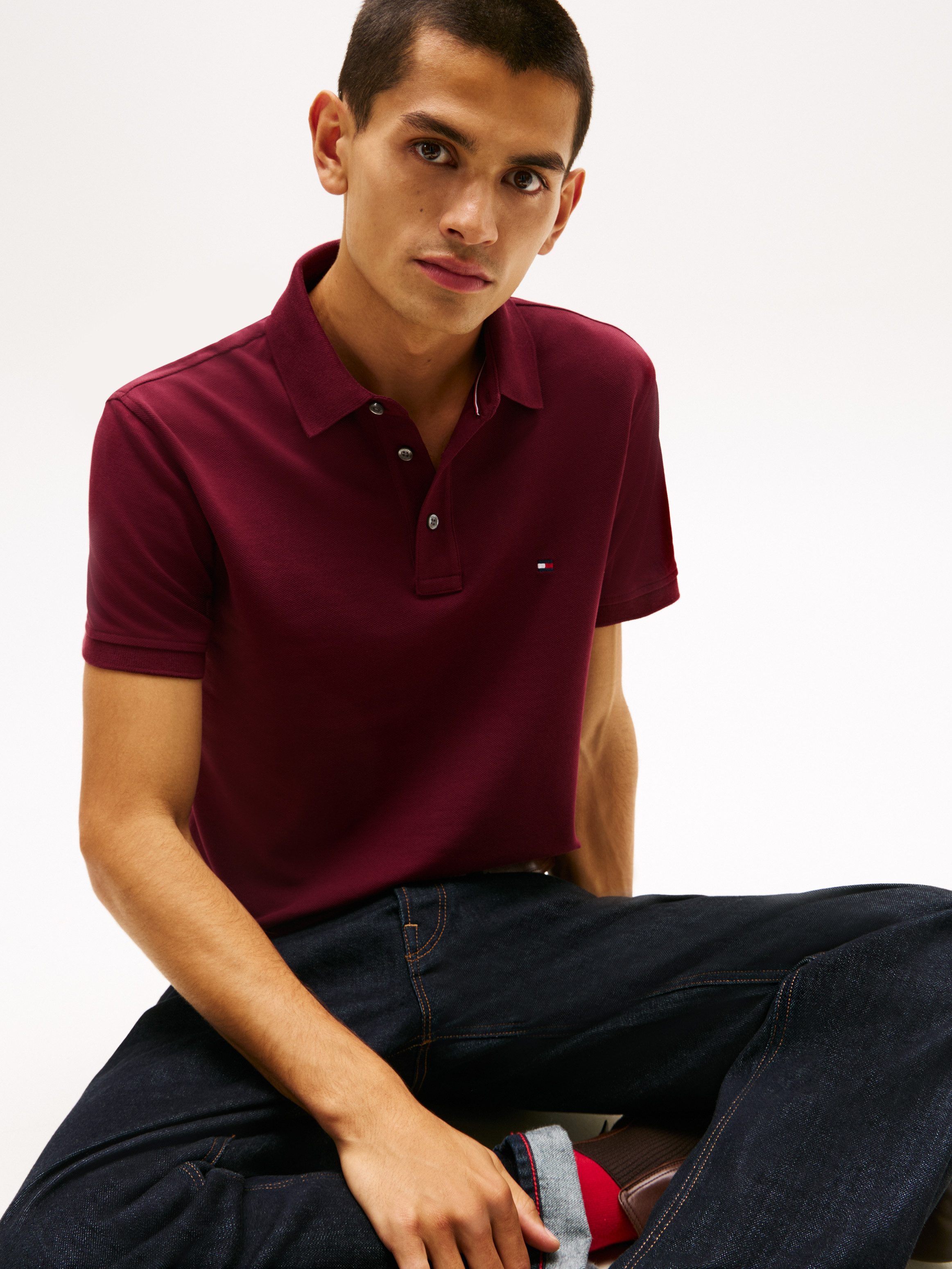 Tommy Hilfiger Poloshirt 1985 SLIM POLO mit Piqué-Struktur und Stickerei me günstig online kaufen