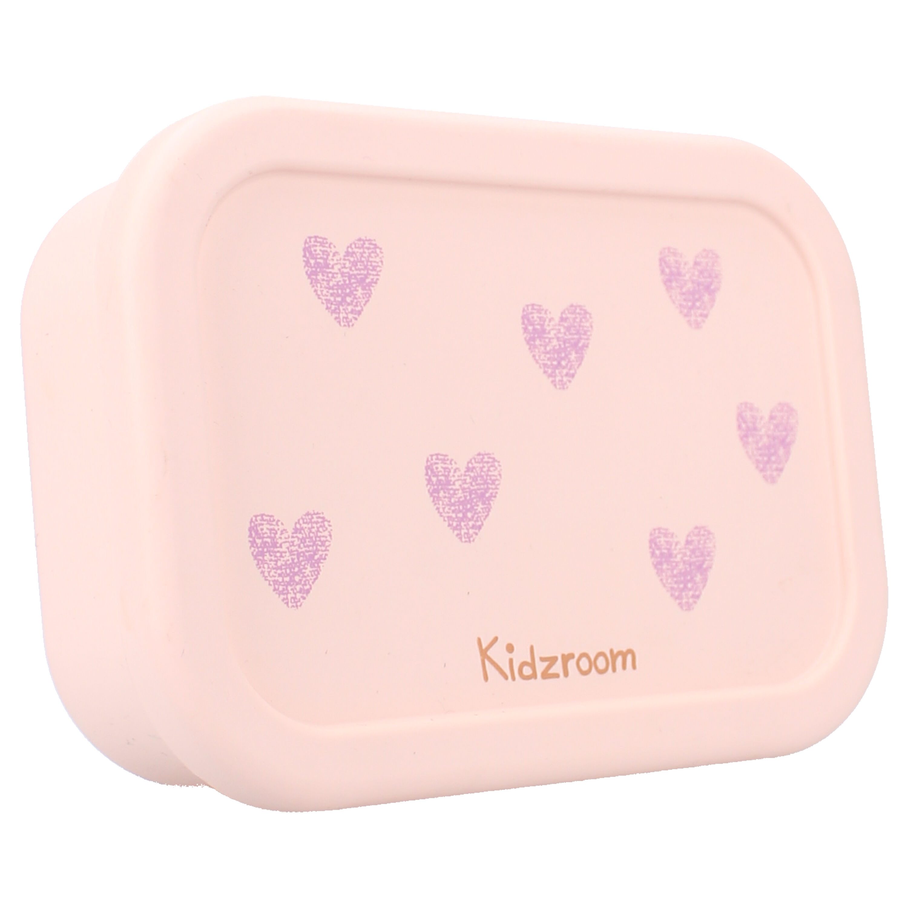 Kidzroom Lunchbox aus Silikon – Brotdose mit Herz-Print & 3 Fächern in Rosa