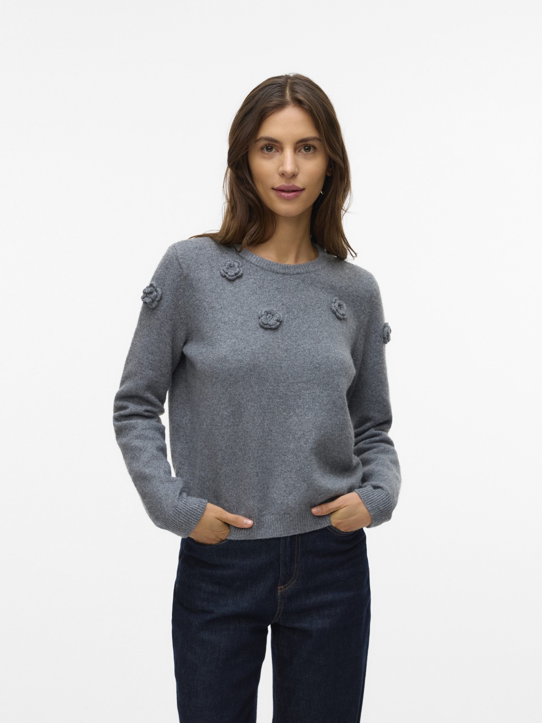 Vero Moda Strickpullover VMROSE LS O-NECK PULLOVER BOO günstig online kaufen