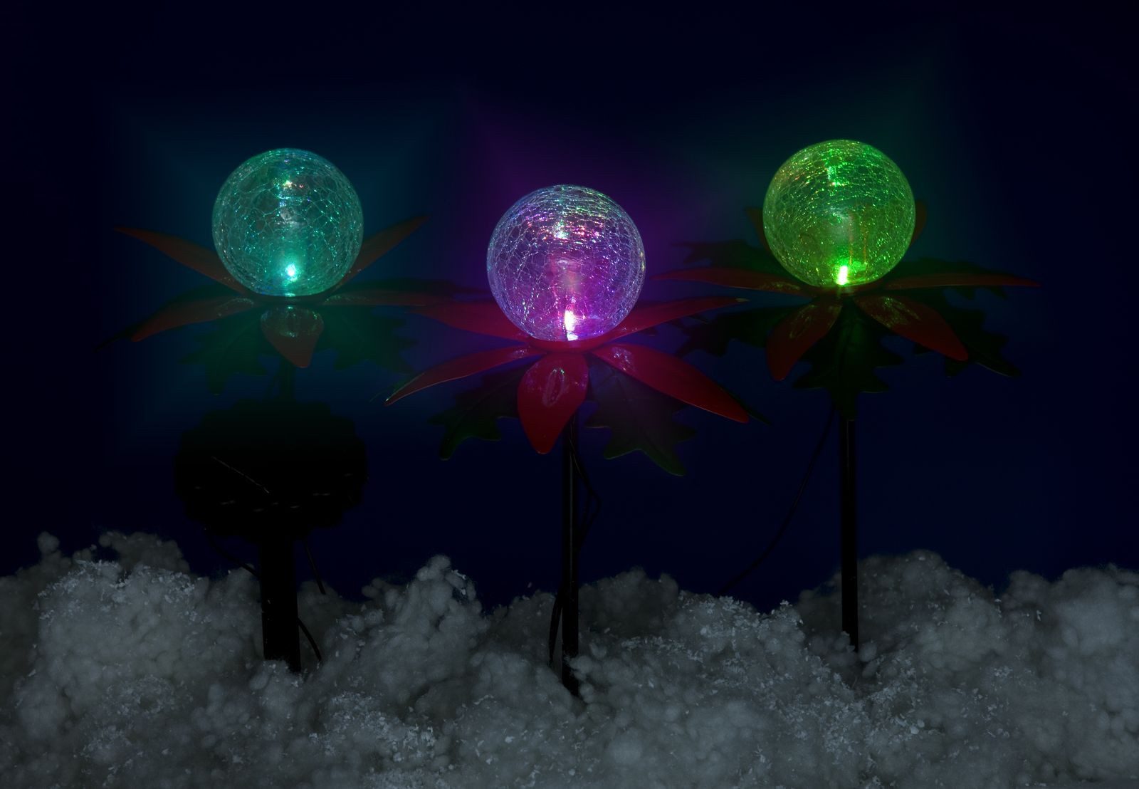 BURI LED Dekolicht LED Solar-Weihnachtsterne 2x3er mit Farbwechsel Weihnachtsdeko Gartend