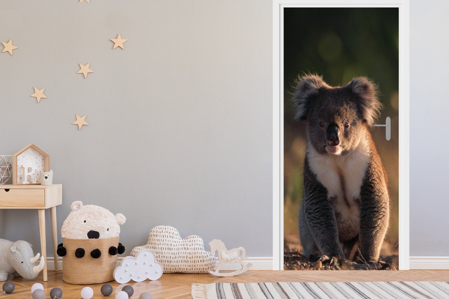 cm - St), Sonne (1 Matt, Tür, - Kinder Türtapete - - Fototapete Koala Jungen für MuchoWow 75x205 Türaufkleber, Mädchen, - Tier bedruckt,