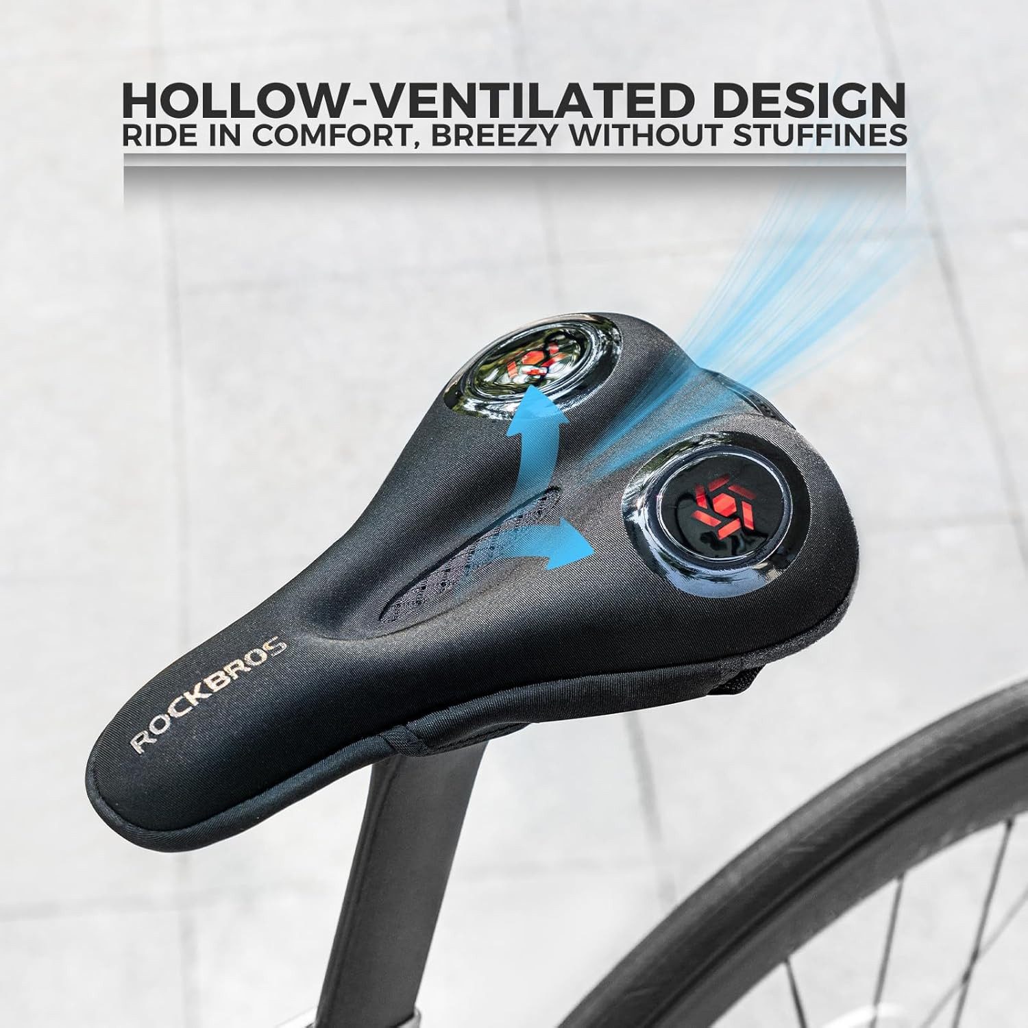 ROCKBROS Sattelbezug Atmungsaktiver Gel-Fahrradsattelbezug für MTB E-Bike Rot/Blau 28x17cm