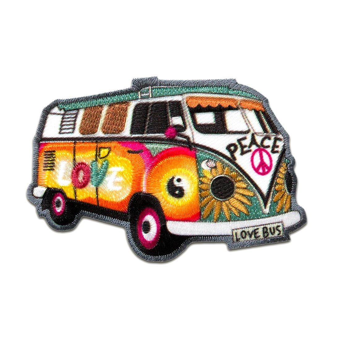 Catch the Patch Aufnäher Bügelbild, Aufbügler, Applikationen, Patches, Flicken, zum aufbügeln, Polyester, Hippie Bus Bully Love Peace Auto - Größe: 7,2 x 4,8 cm