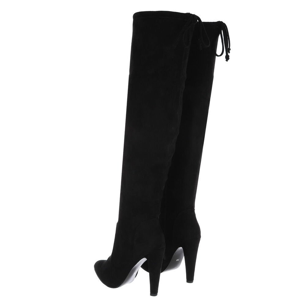 Ital-Design Damen Party & Clubwear Overkneestiefel (85081039) Pfennig-/Stilettoabsatz High-Heel Stiefel in Schwarz