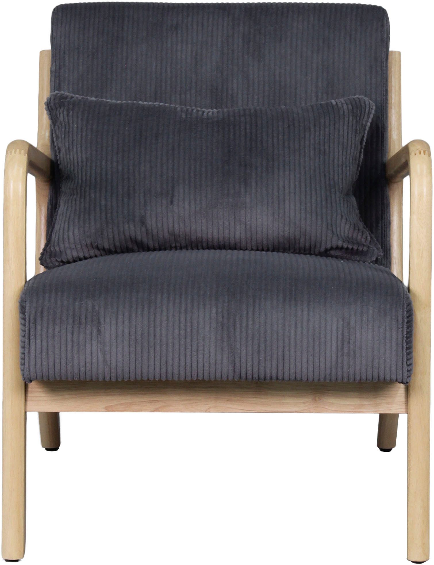 byLIVING Sessel NOHR, Grob-Cord, Gestell Massivholz Rubberwood, Separates Zierkissen