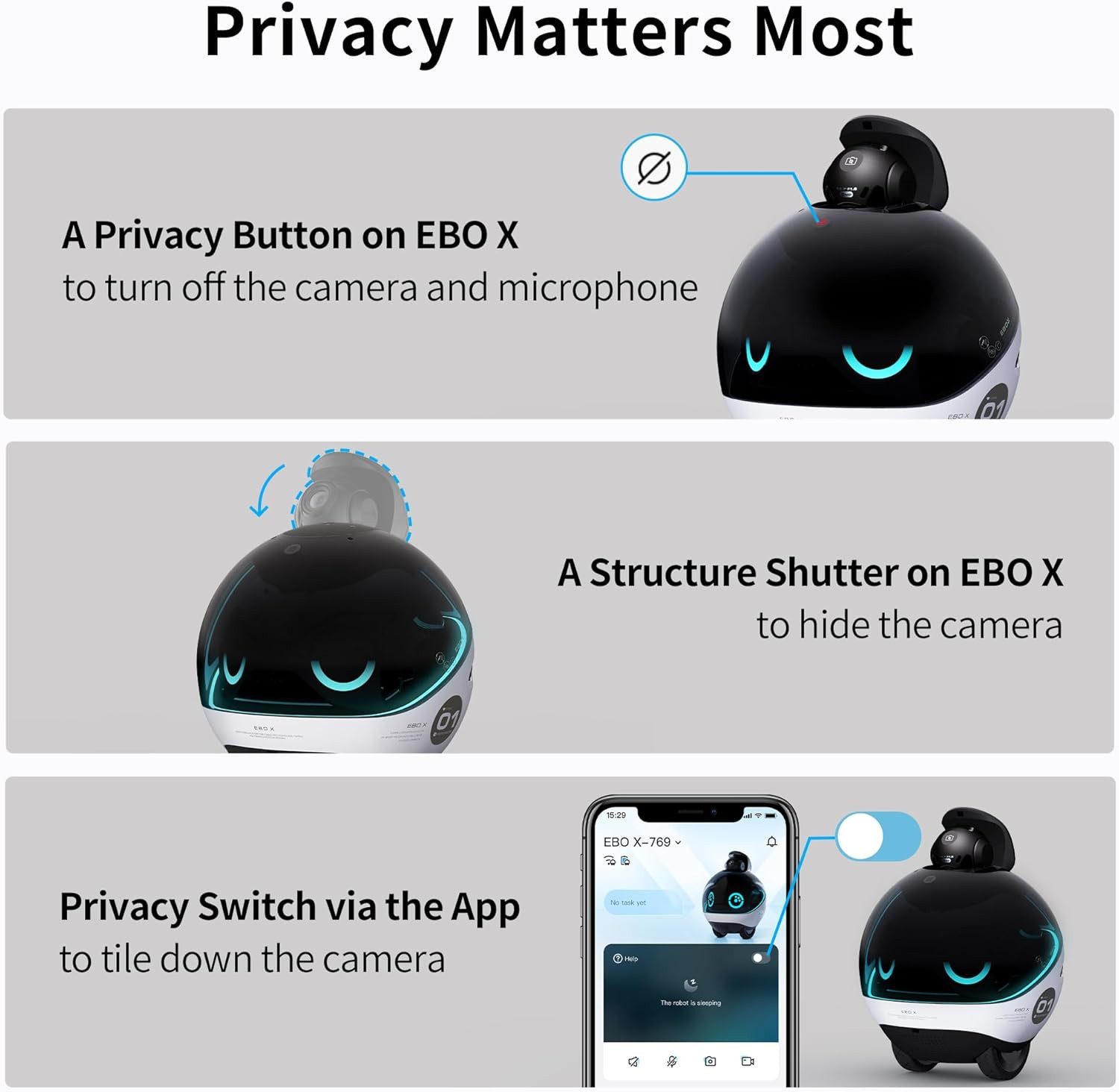 Enabot Smart Home Kamera EBO X: Familien‑Sicherheitsroboter kabellos, KI‑gesteuert & Sturzalarm (Innenbereich, Geräuscherkennung, KI integration, Sturz Erkennung, Einbruch Erkennung)