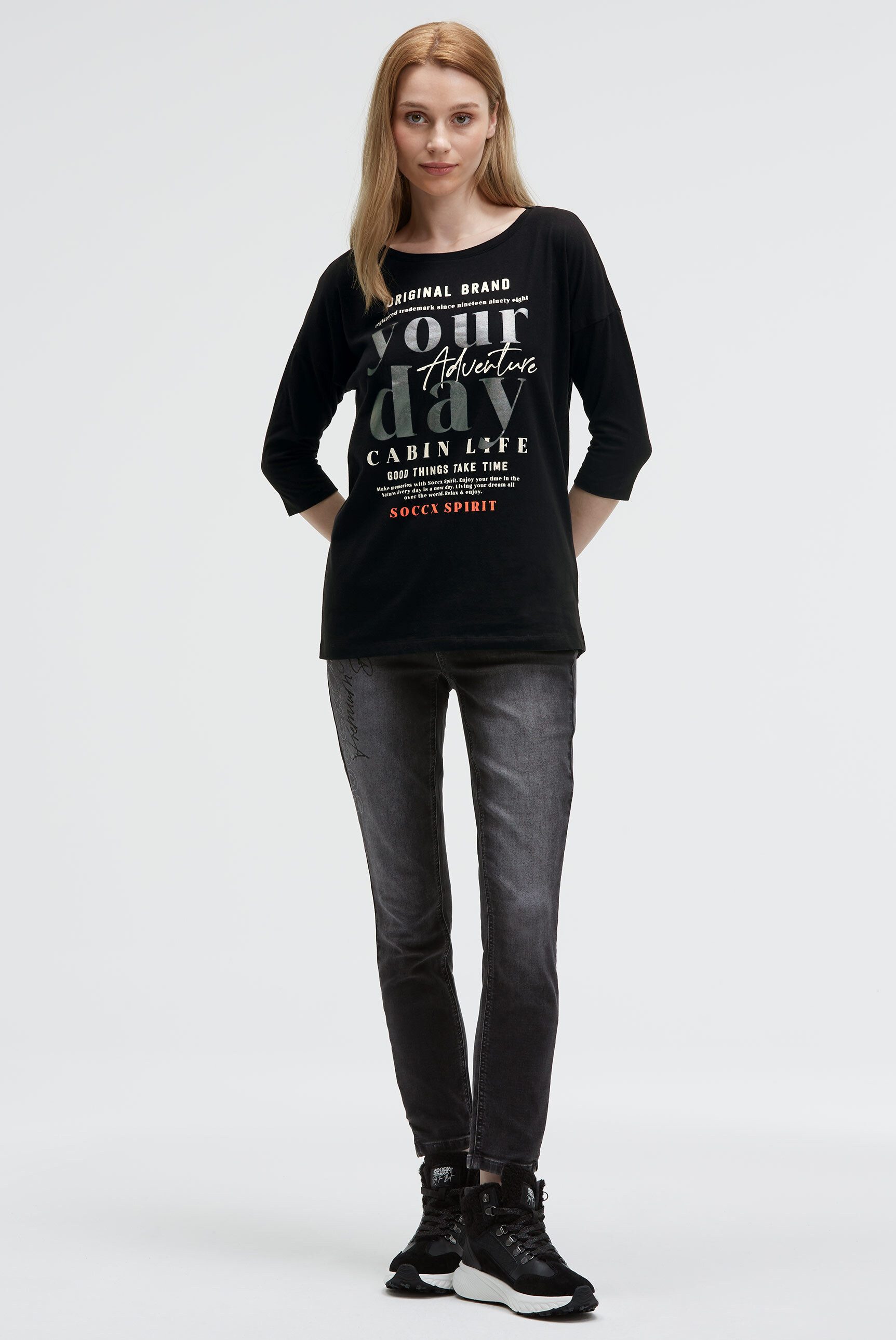 SOCCX 3/4-Arm-Shirt mit Baumwolle