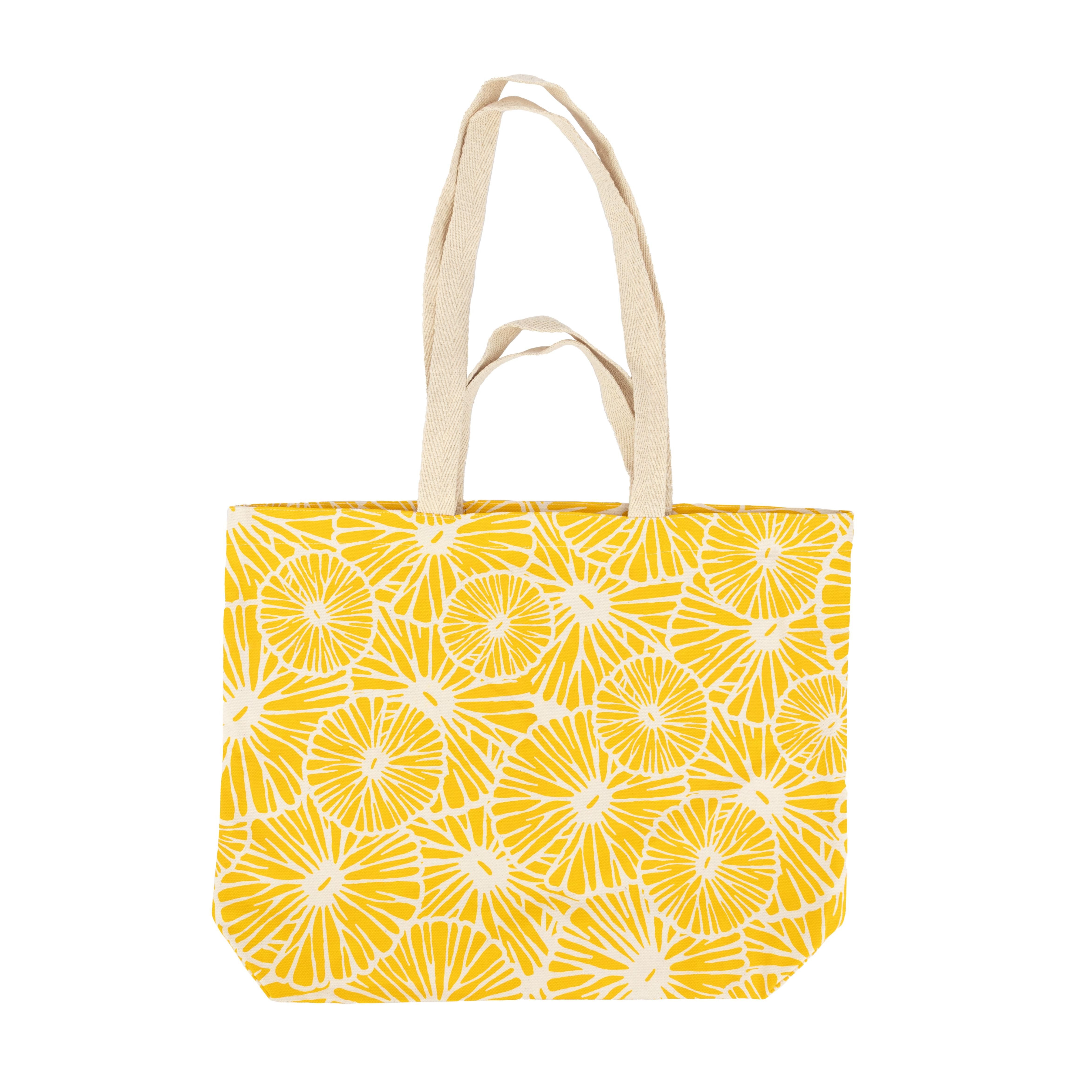 El Puente Schultertasche "Zitrus" Schultertasche aus Baumwolle in Gelb, Handmade, Fair Trade