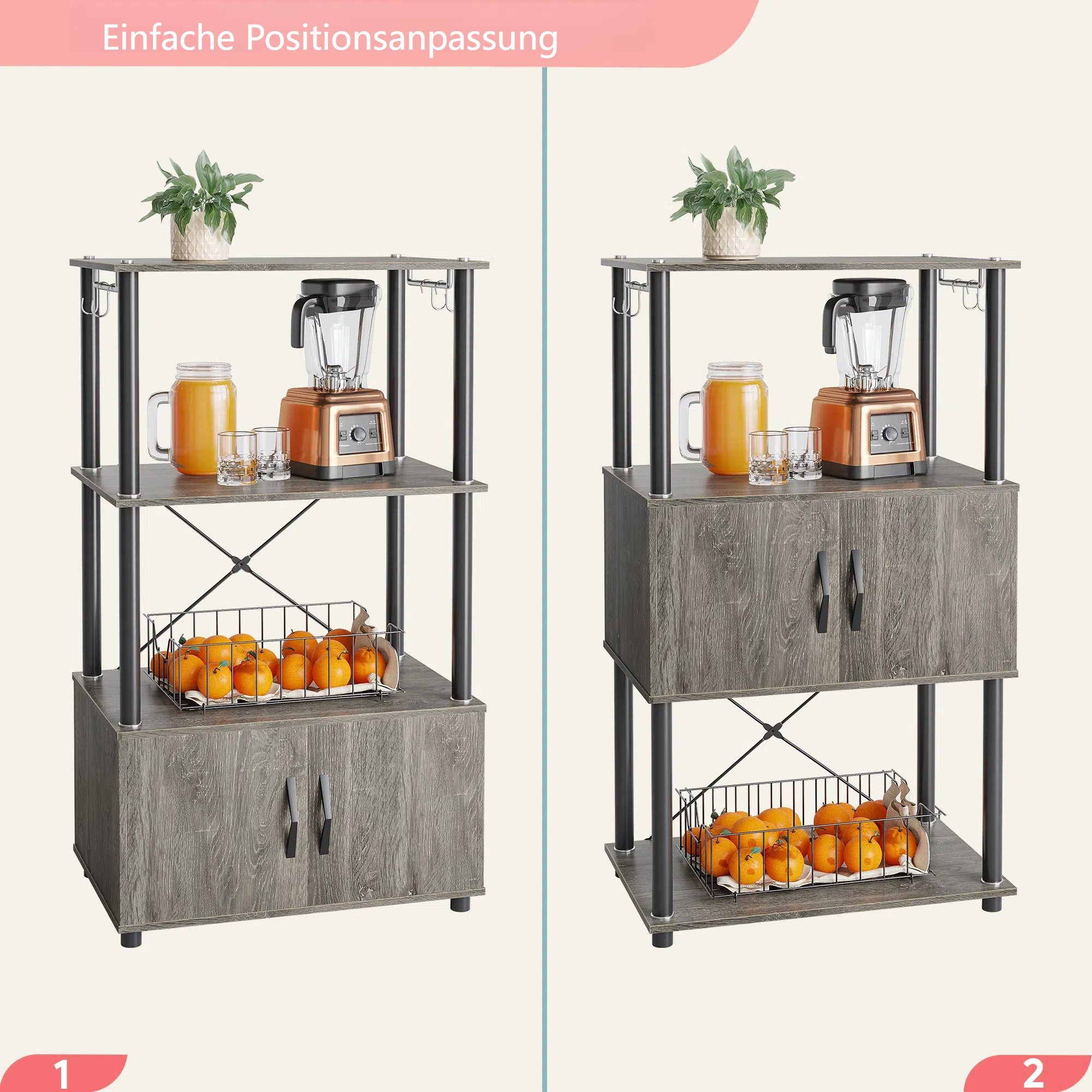 Bestier Standregal Küchenregal mit Schrank, 60 günstig online kaufen