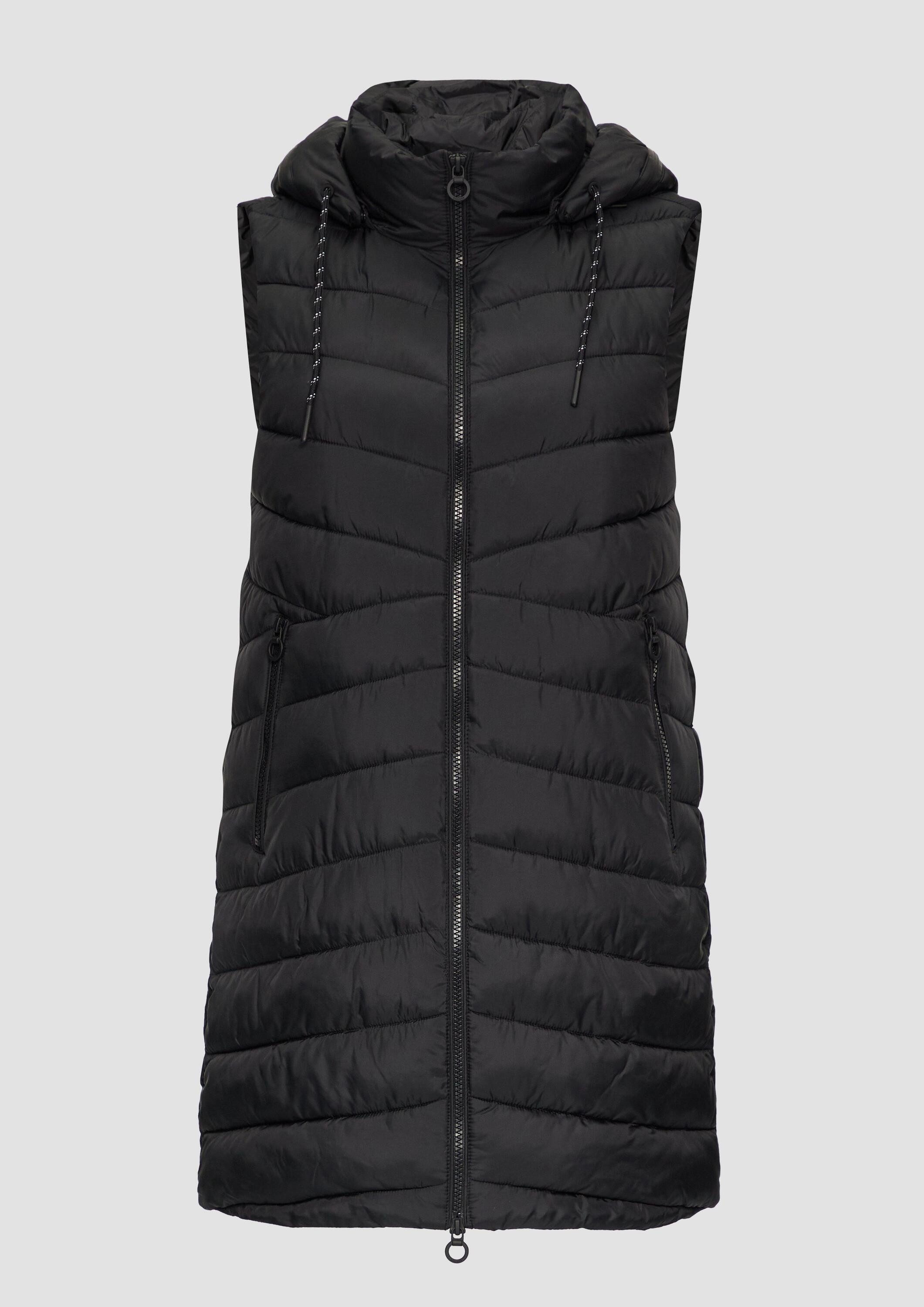 s.Oliver Outdoorjacke Outdoor-Weste Leichte Steppweste mit Logo-Kapuze